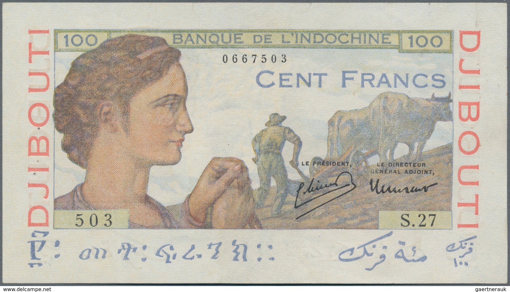 Djibouti / Dschibuti: Banque De L'Indochine – Djibouti 100 Francs ND(1946), P.19A, Excellent Conditi - Dschibuti