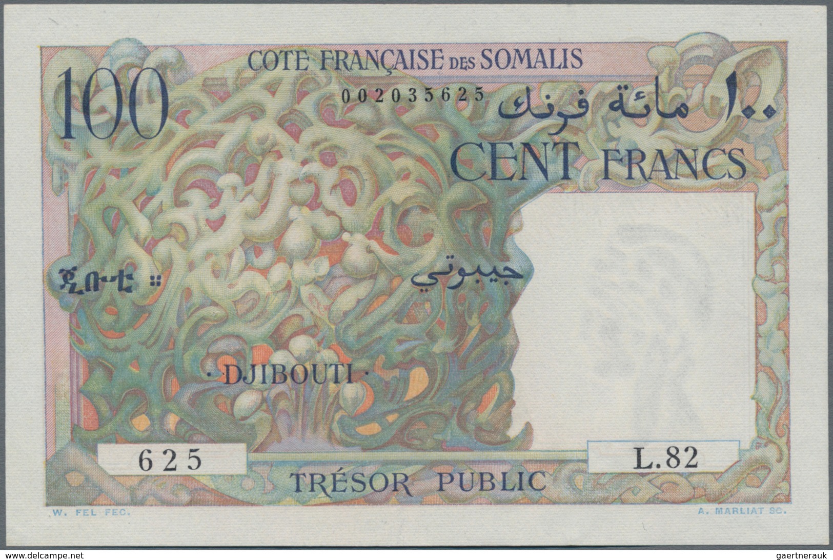 Djibouti / Dschibuti: Trésor Public - Côte Française Des Somalis 100 Francs ND(1952), P.26, Very Sof - Dschibuti