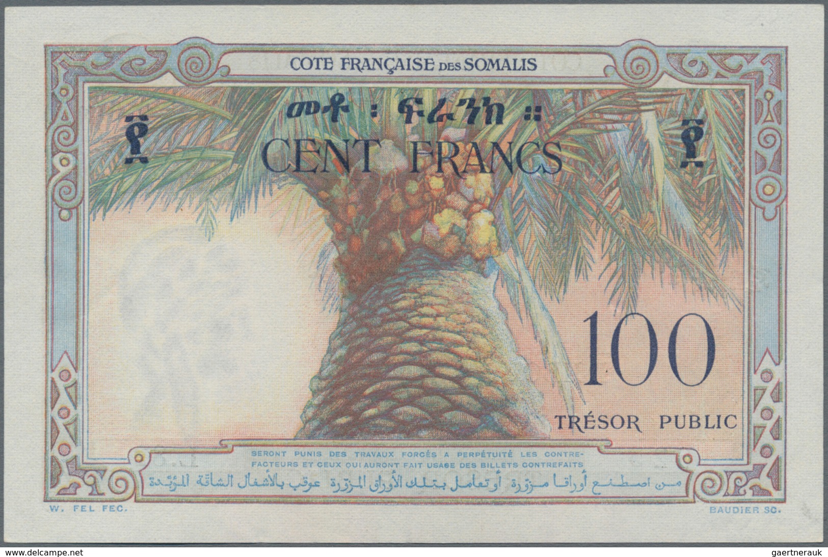 Djibouti / Dschibuti: Trésor Public - Côte Française Des Somalis 100 Francs ND(1952), P.26, Very Sof - Djibouti