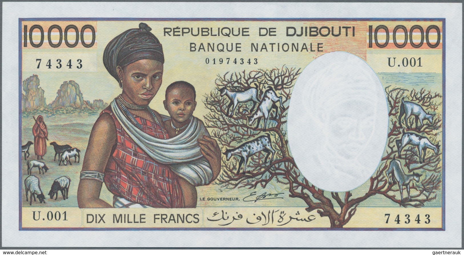 Djibouti / Dschibuti: 10.000 Francs ND(1984-99), P.39b In Perfect UNC Condition. - Dschibuti