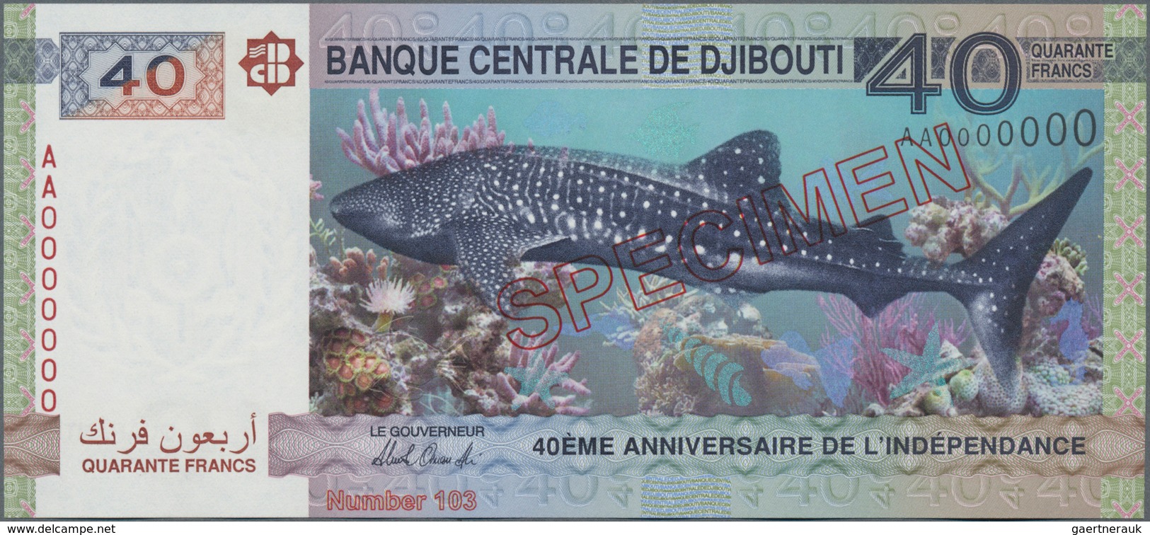 Djibouti / Dschibuti: Banque Centrale De Djibouti 40 Francs 2017 SPECIMEN, P.46s, Commemorating 40th - Dschibuti