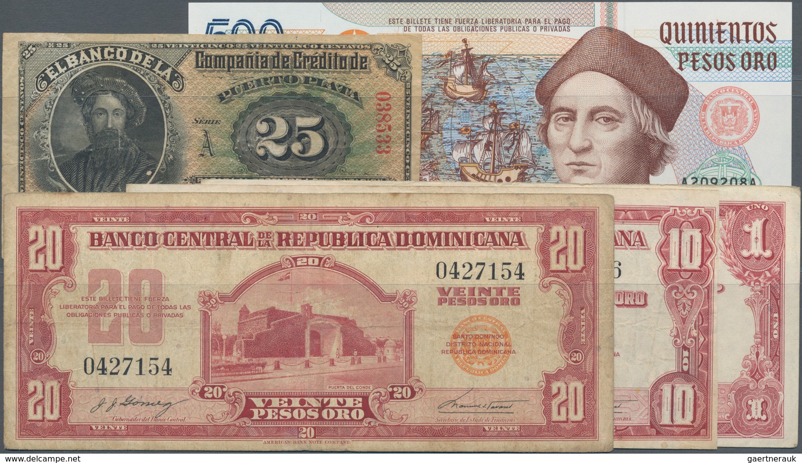 Dominican Republic / Dominikanische Republik: Very Nice Set With 5 Banknotes Comprising For The Banc - República Dominicana