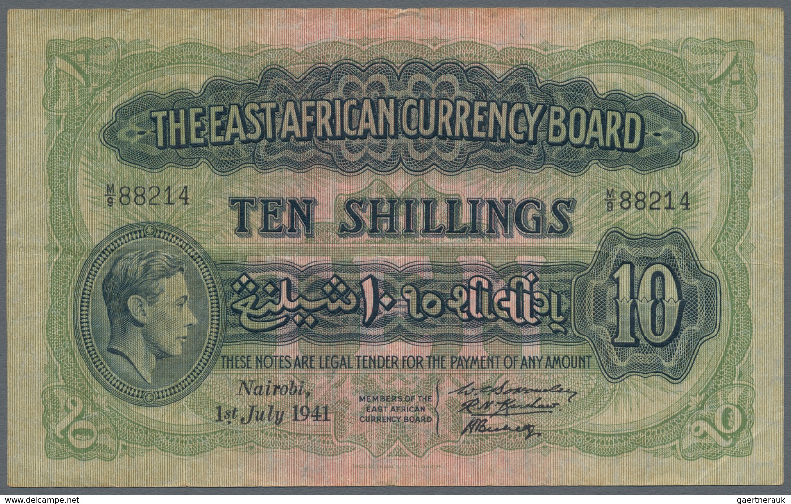 East Africa / Ost-Afrika: The East African Currency Board Set With 3 Banknotes 10 Shillings 1939 P.2 - Otros – Africa