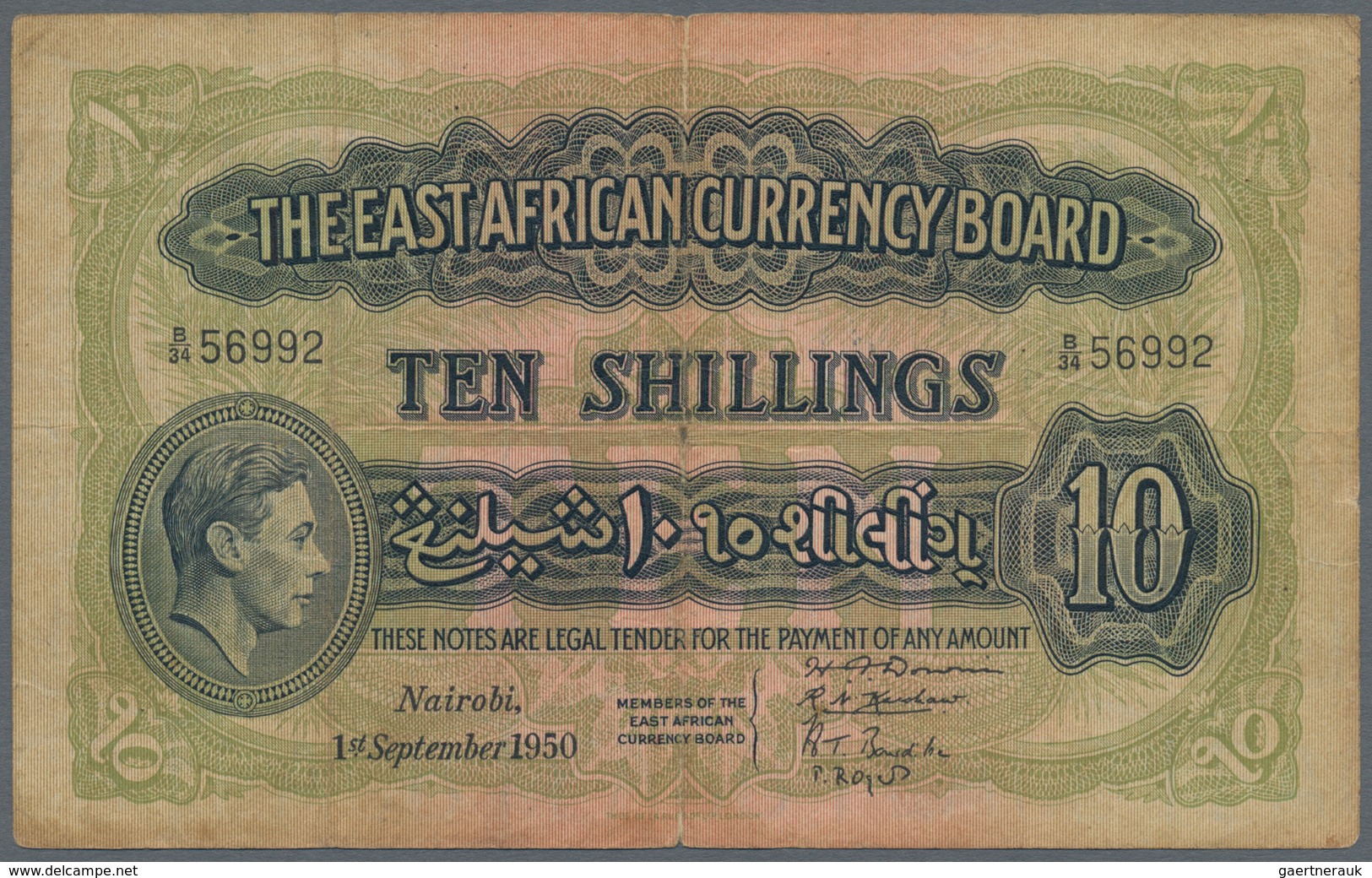 East Africa / Ost-Afrika: The East African Currency Board Set With 3 Banknotes 10 Shillings 1939 P.2 - Andere - Afrika