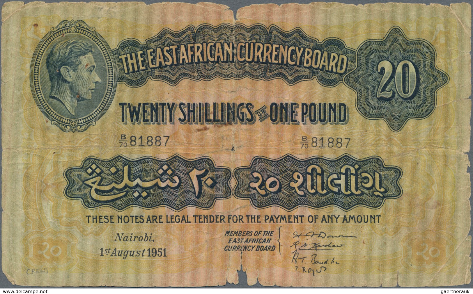 East Africa / Ost-Afrika: Pair With 10 Shillings 1939 P.26B (F) And 20 Shillings 1951 P.30b (VG/F-). - Andere - Afrika