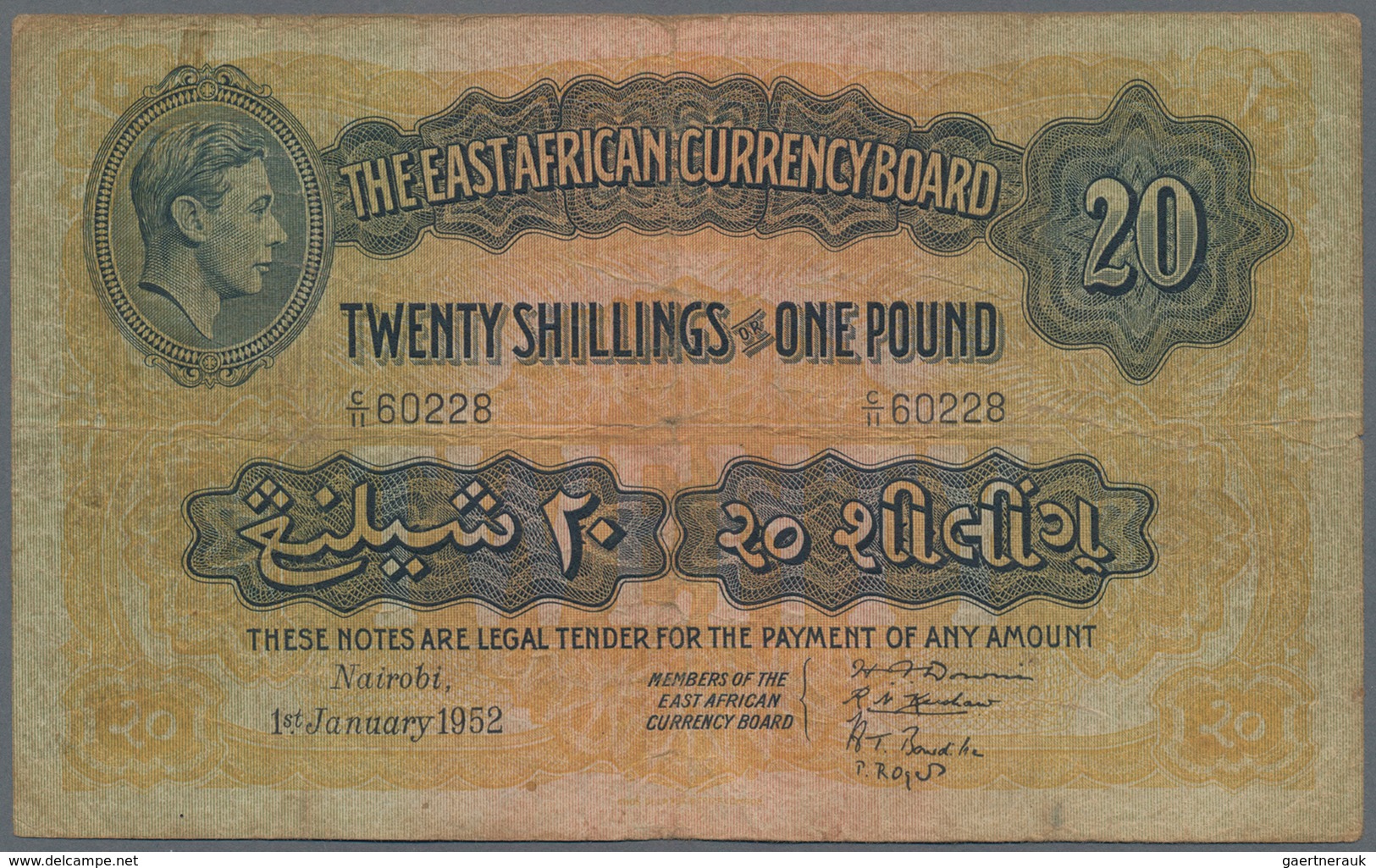 East Africa / Ost-Afrika: The East African Currency Board 20 Shillings 1952, P.30b, Still Nice And R - Andere - Afrika