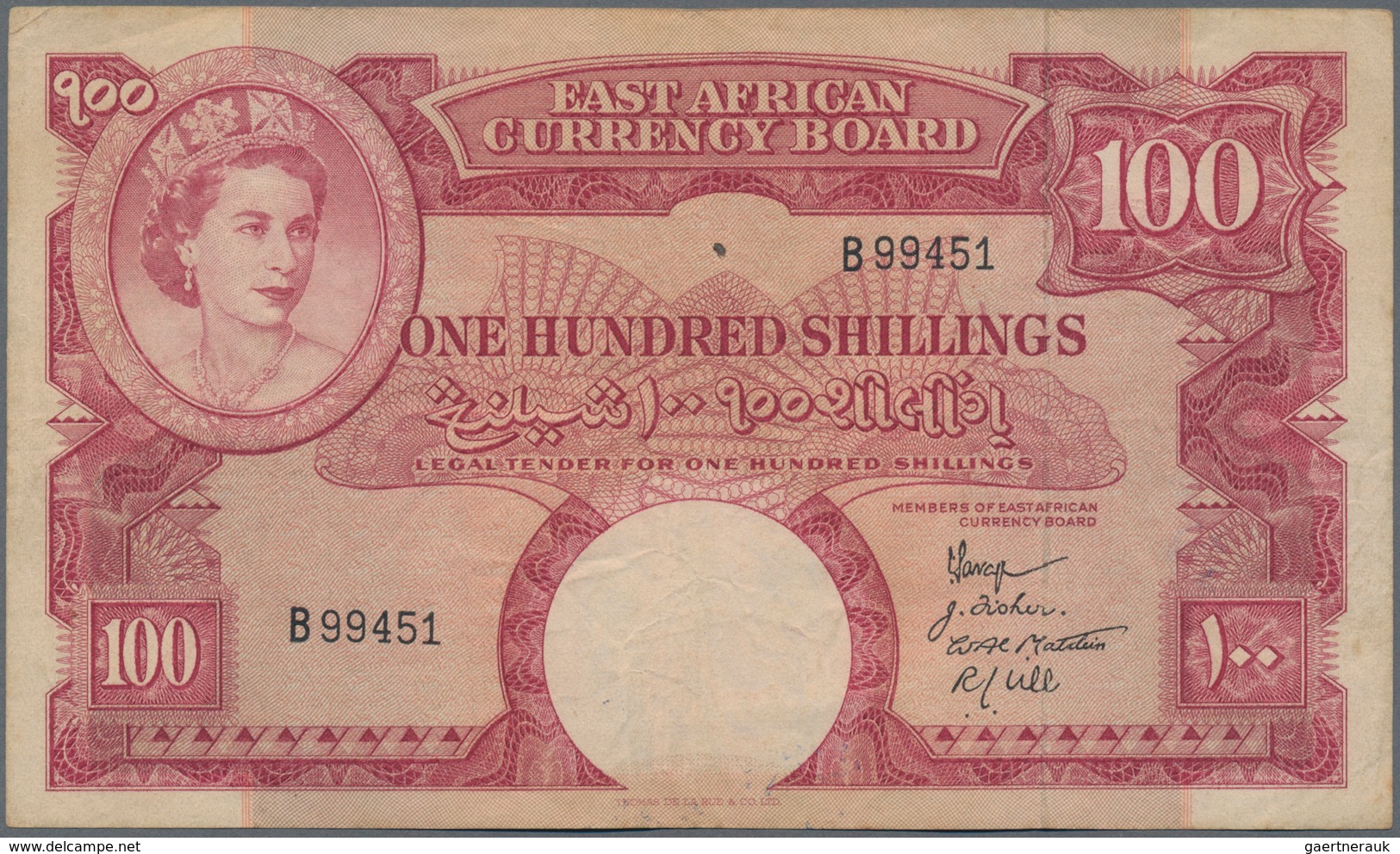 East Africa / Ost-Afrika: The East African Currency Board 100 Shillings ND(1958), P.40, Rare Banknot - Otros – Africa
