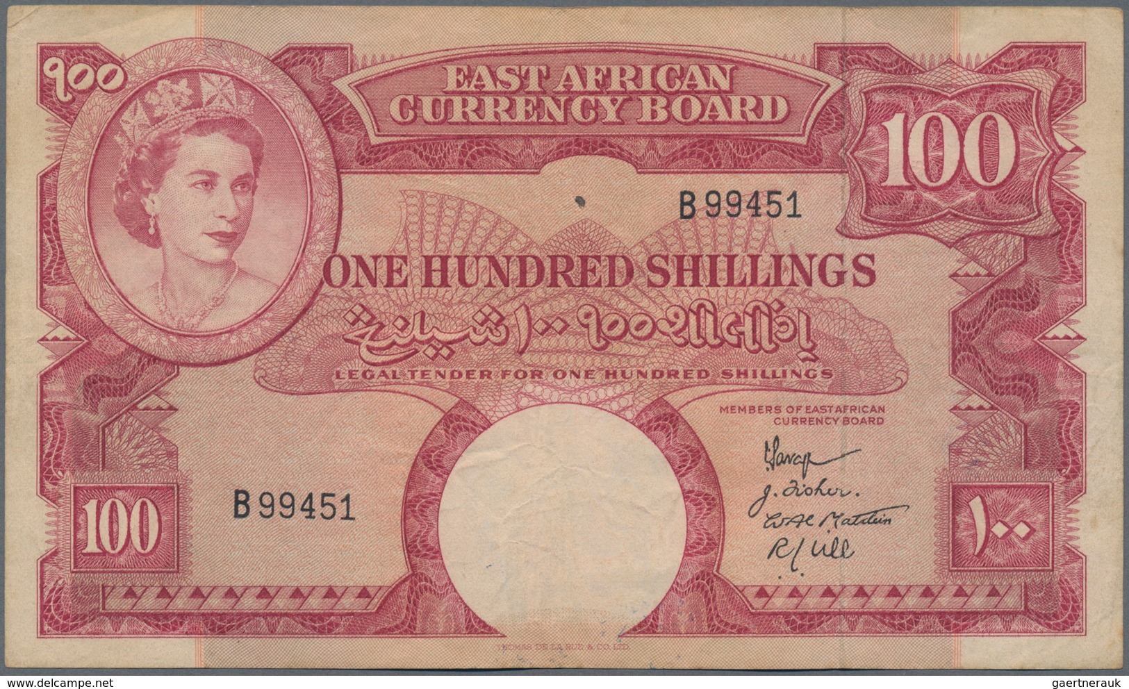 East Africa / Ost-Afrika: The East African Currency Board 100 Shillings ND(1958), P.40, Rare Banknot - Andere - Afrika