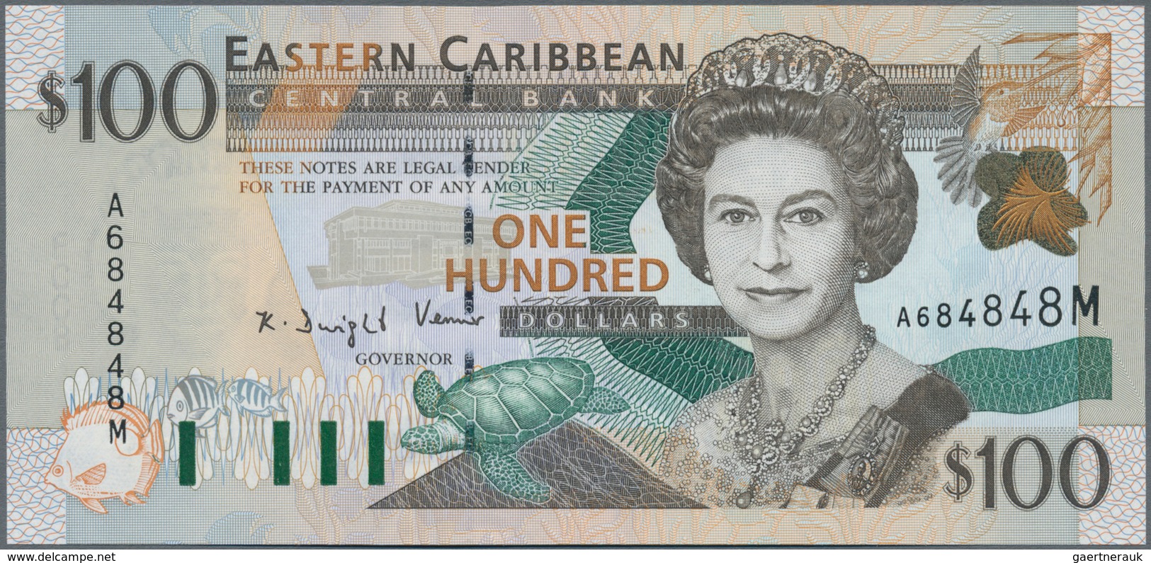 East Caribbean States / Ostkaribische Staaten: 100 Dollars ND(2000) Letter M = MONTSERRAT, P.41m In - Caribes Orientales