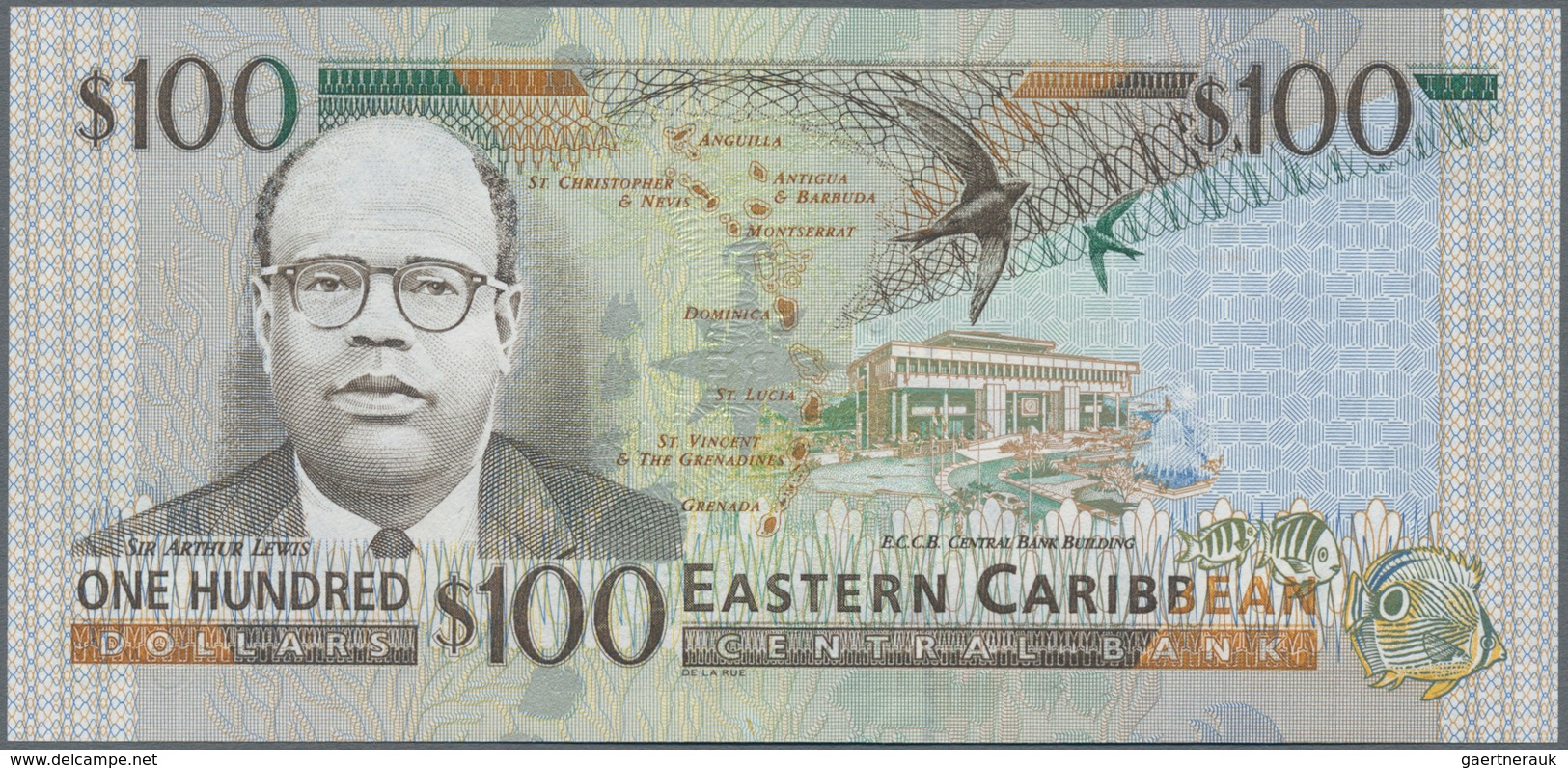 East Caribbean States / Ostkaribische Staaten: 100 Dollars ND(2000) Letter M = MONTSERRAT, P.41m In - Caribes Orientales
