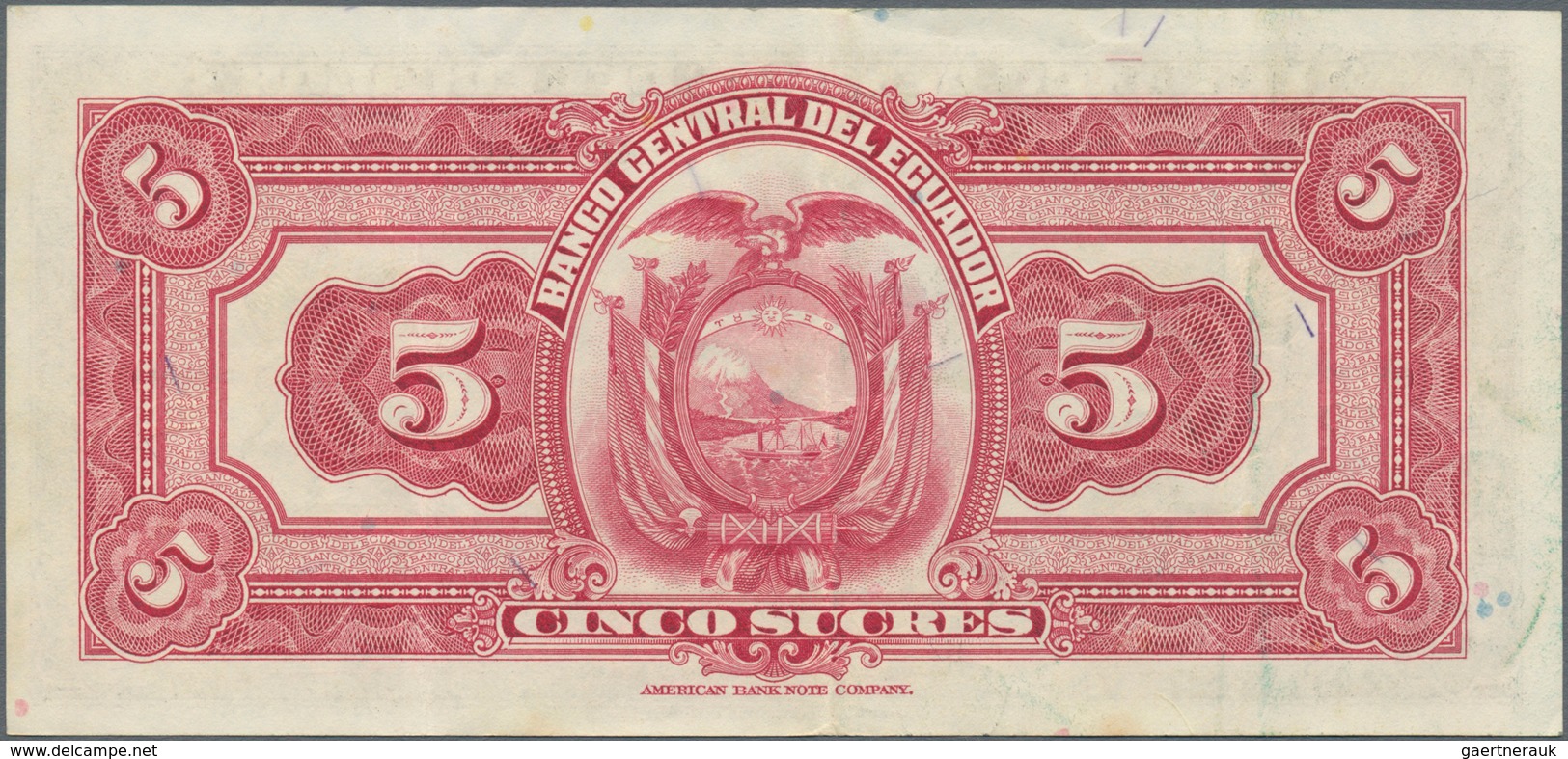 Ecuador: El Banco Central Del Ecuador 5 Sucres 1938 P.84d (VF), 5 Sucres 1945 P.91b (VF+) And Banco - Ecuador