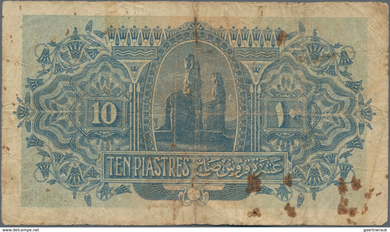 Egypt / Ägypten: Government Of Egypt 10 Piastres May 27th 1917, P.160b, Some Rusty Spots And Holes. - Egipto