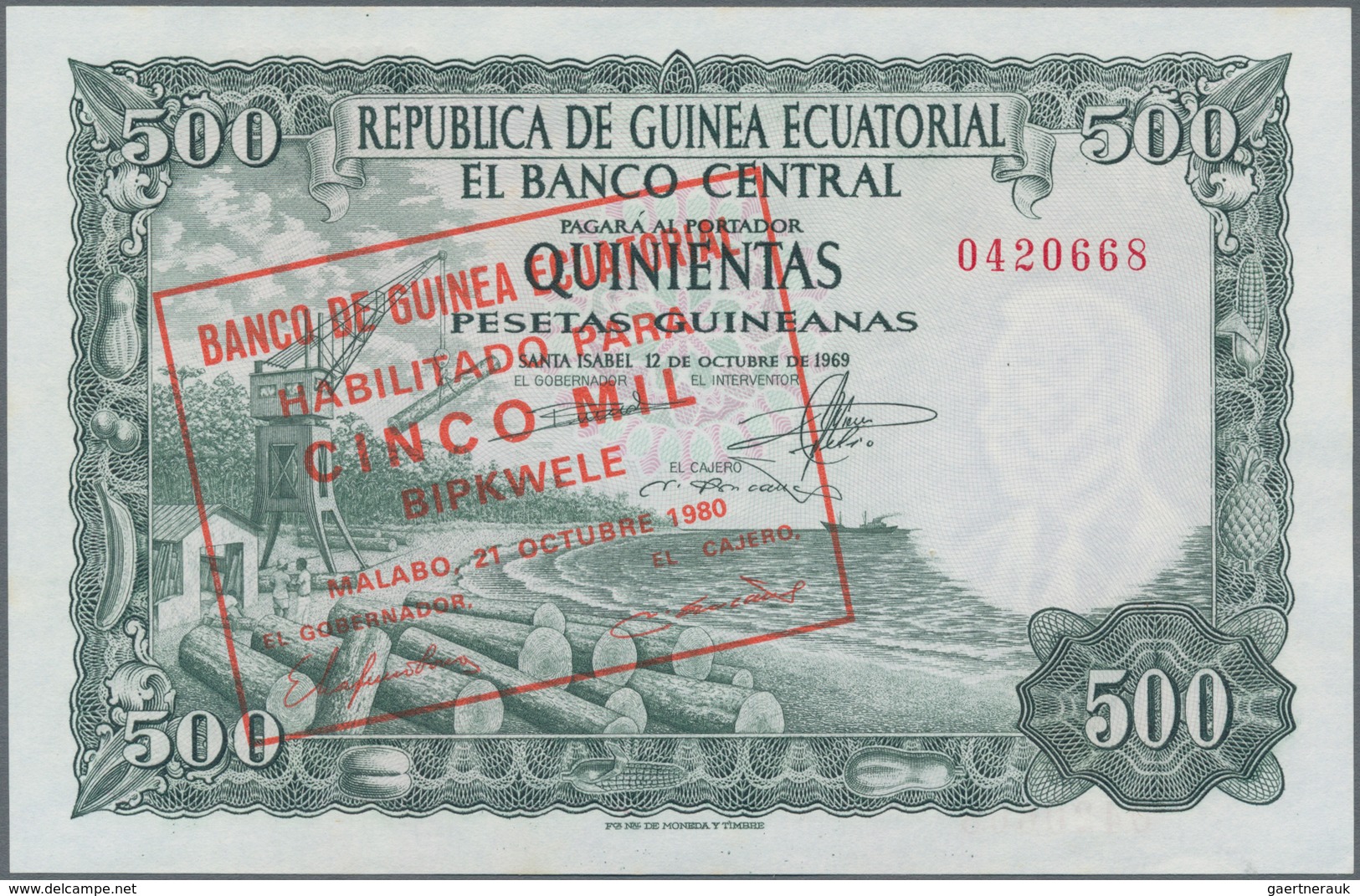 Equatorial Guinea / Äquatorialguinea: Pair With 1000 Bipkwele 1980 On 100 Pesetas Guineanas P.18 (UN - Aequatorial-Guinea