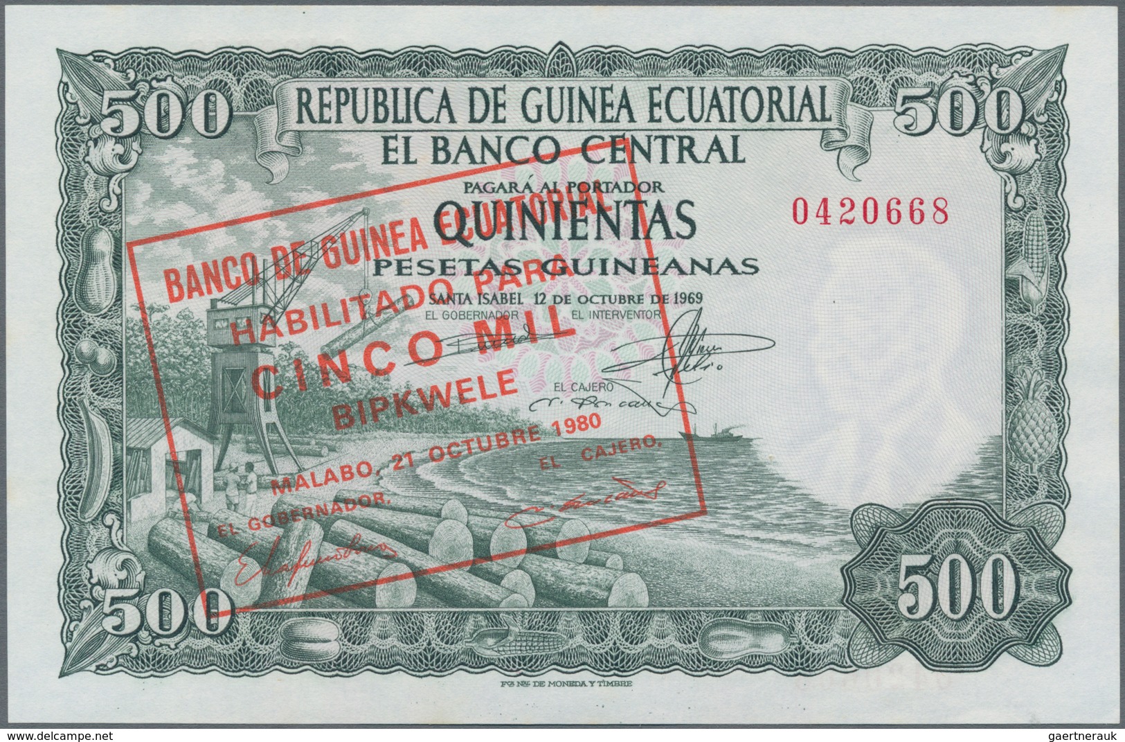 Equatorial Guinea / Äquatorialguinea: Pair With 1000 Bipkwele 1980 On 100 Pesetas Guineanas P.18 (UN - Equatoriaal-Guinea