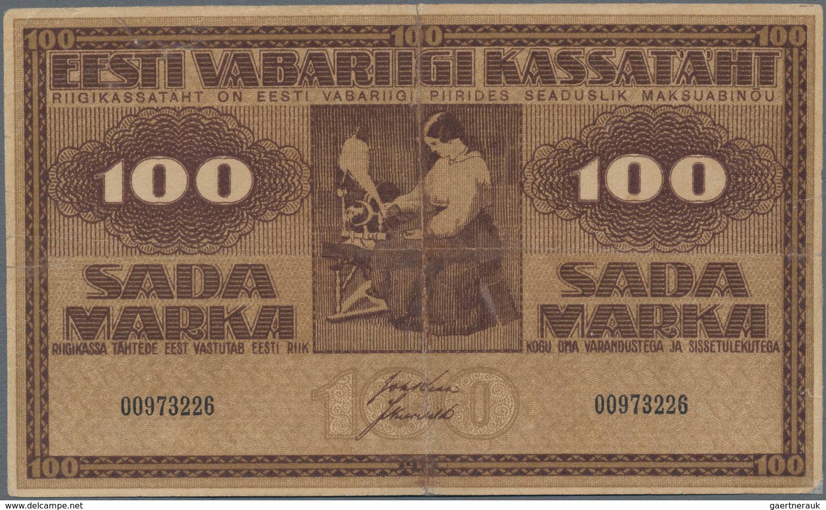 Estonia / Estland: Pair With 100 Marka 1919 P.48a (F, Taped On Back) And 100 Krooni 1935 P.66 (F-). - Estland