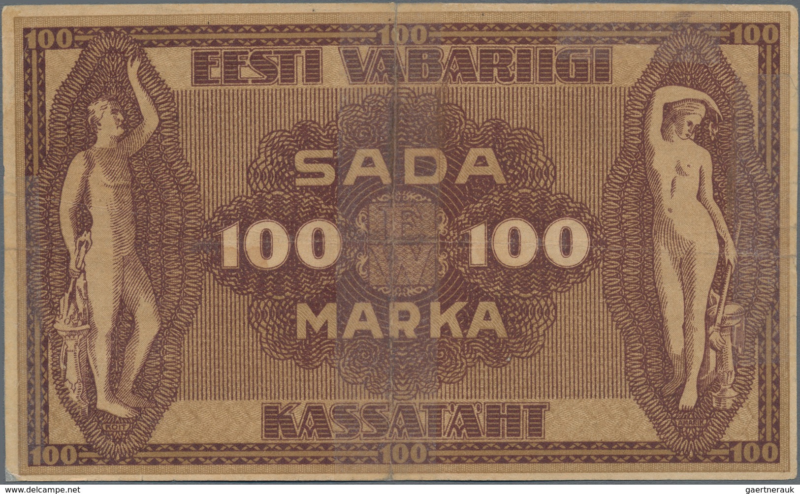 Estonia / Estland: Pair With 100 Marka 1919 P.48a (F, Taped On Back) And 100 Krooni 1935 P.66 (F-). - Estonia
