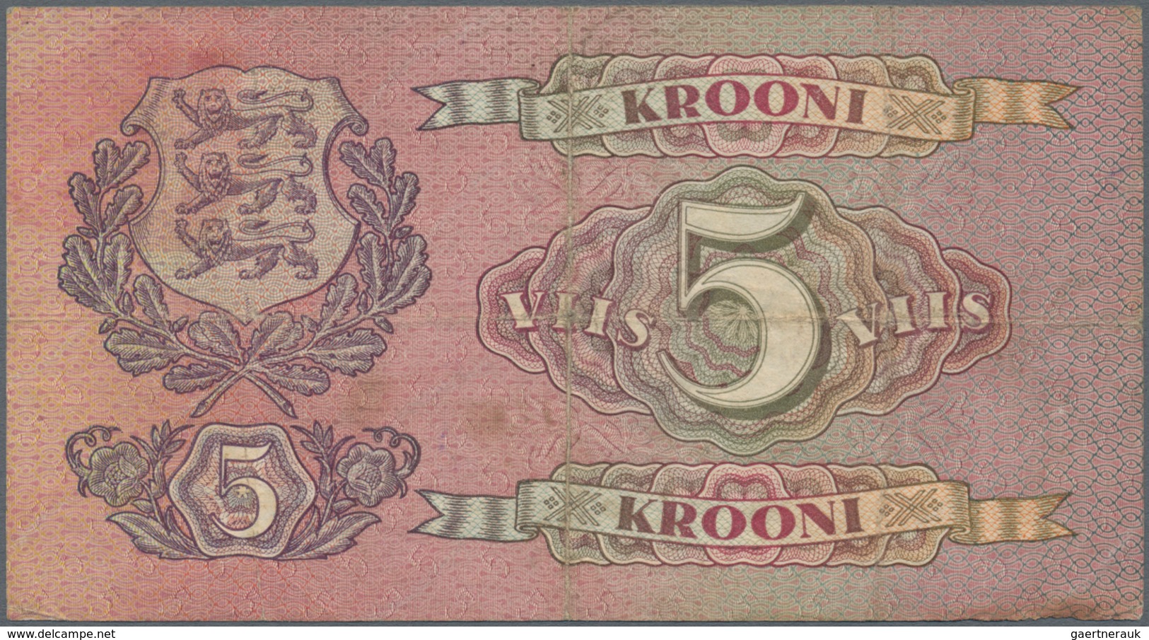 Estonia / Estland: Very Nice Set With 6 Banknotes Series 1928-37 With 10 Krooni 1928 In About F, 5 A - Estonia
