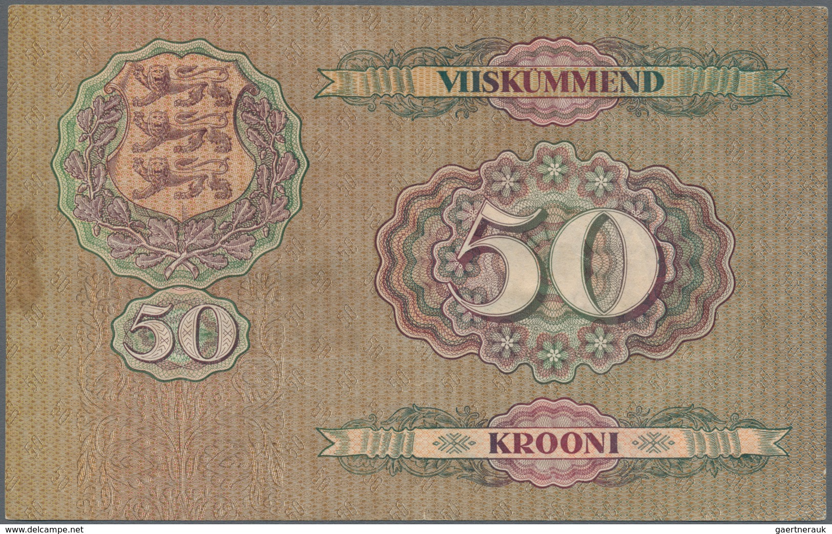 Estonia / Estland: Very nice set with 6 Banknotes series 1928-37 with 10 Krooni 1928 in about F, 5 a