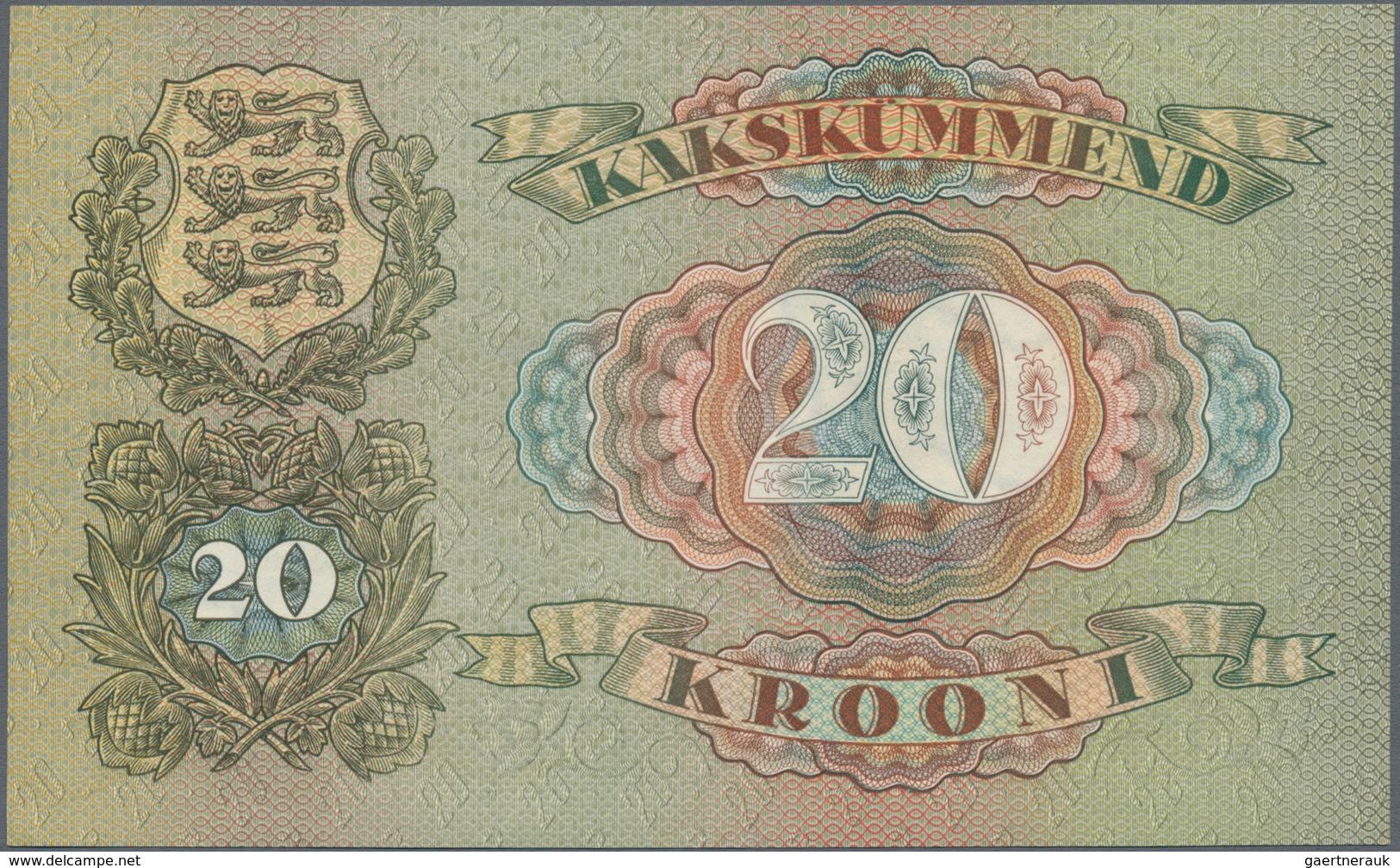 Estonia / Estland: Very nice set with 6 Banknotes series 1928-37 with 10 Krooni 1928 in about F, 5 a