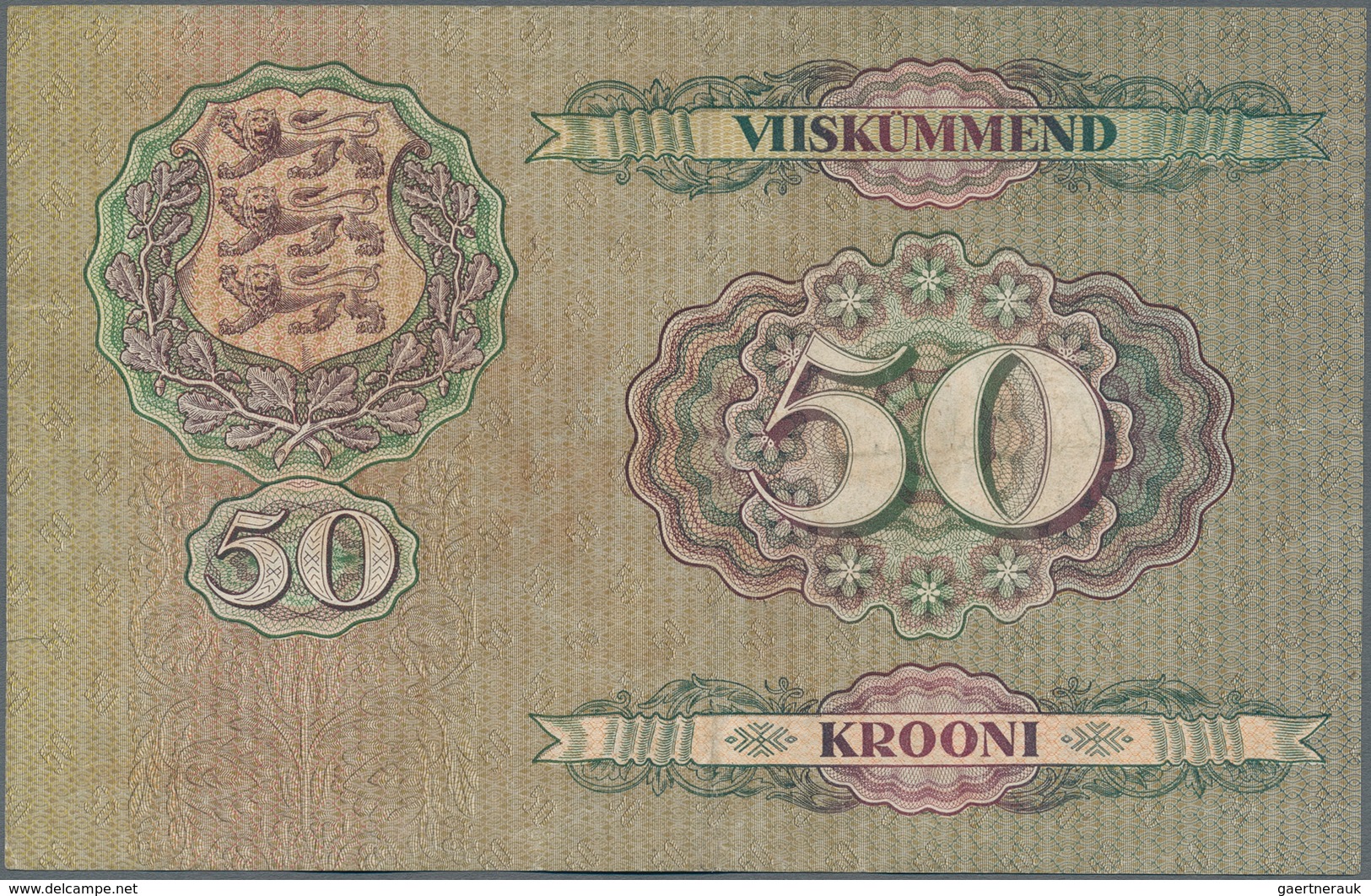 Estonia / Estland: Pair Of 20 Krooni 1932 P.64 In AUNC And 50 Krooni 1929 P.65 In F/F+. (2 Pcs.) - Estonia