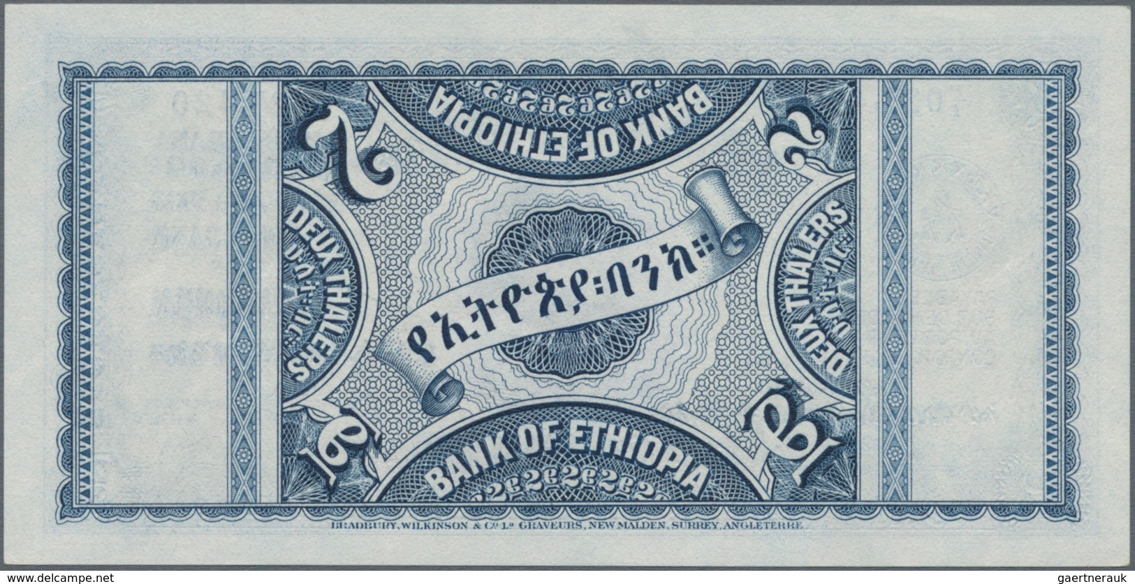 Ethiopia / Äthiopien: 2 Thalers 1933, P.6, Very Popular And Rare Banknote In Perfect UNC Condition. - Aethiopien