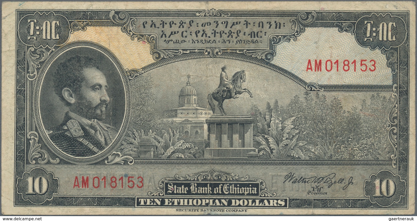 Ethiopia / Äthiopien: State Bank Of Ethiopia Set With 3 Banknotes 1 Dollar ND(1945 With Signature Bl - Etiopía