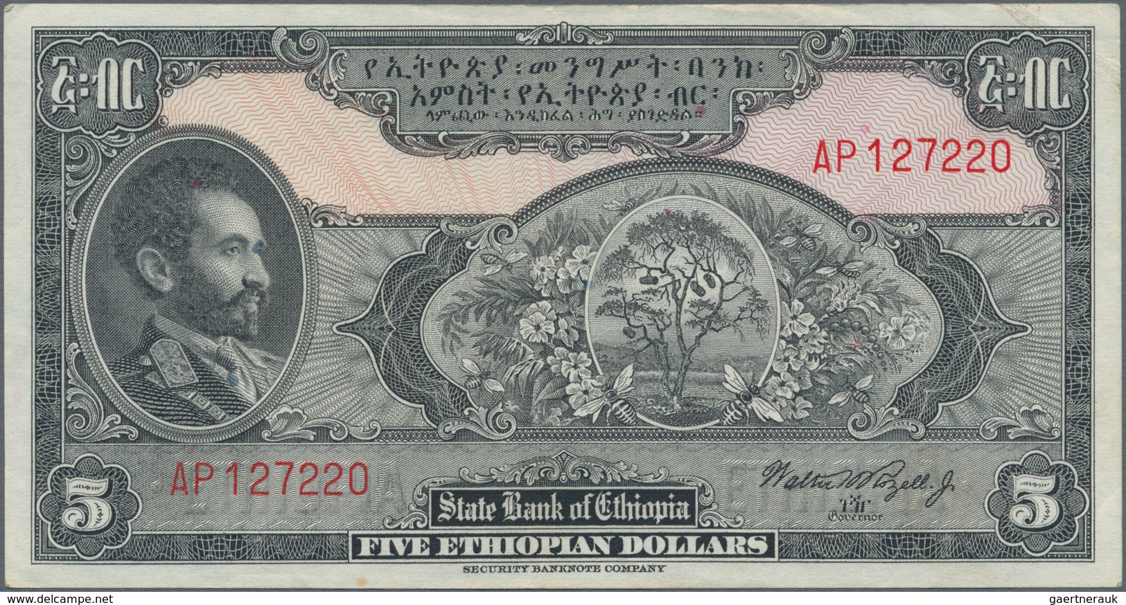 Ethiopia / Äthiopien: Pair With 5 Dollars ND(1945) P.13a (VF+) And 5 Dollars ND(1961) P.19 (VF). (2 - Etiopía