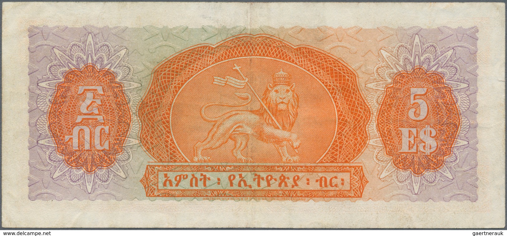 Ethiopia / Äthiopien: Pair With 5 Dollars ND(1945) P.13a (VF+) And 5 Dollars ND(1961) P.19 (VF). (2 - Etiopía