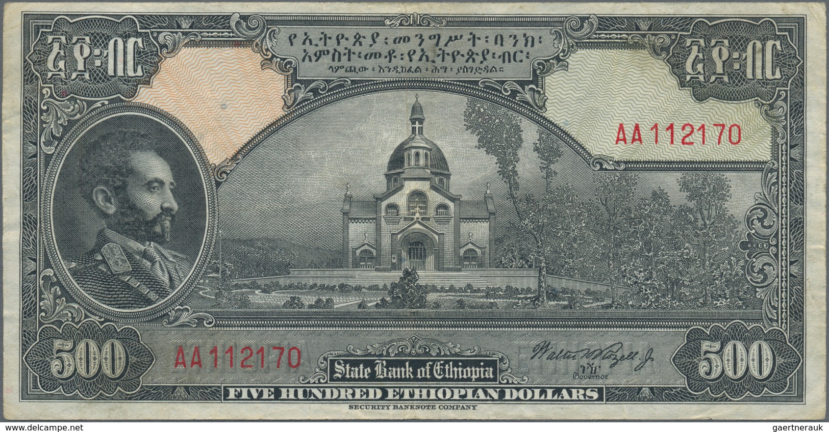 Ethiopia / Äthiopien: State Bank Of Ethiopia 500 Dollars ND(1945) With Signature Rozell, P.17c, High - Ethiopië