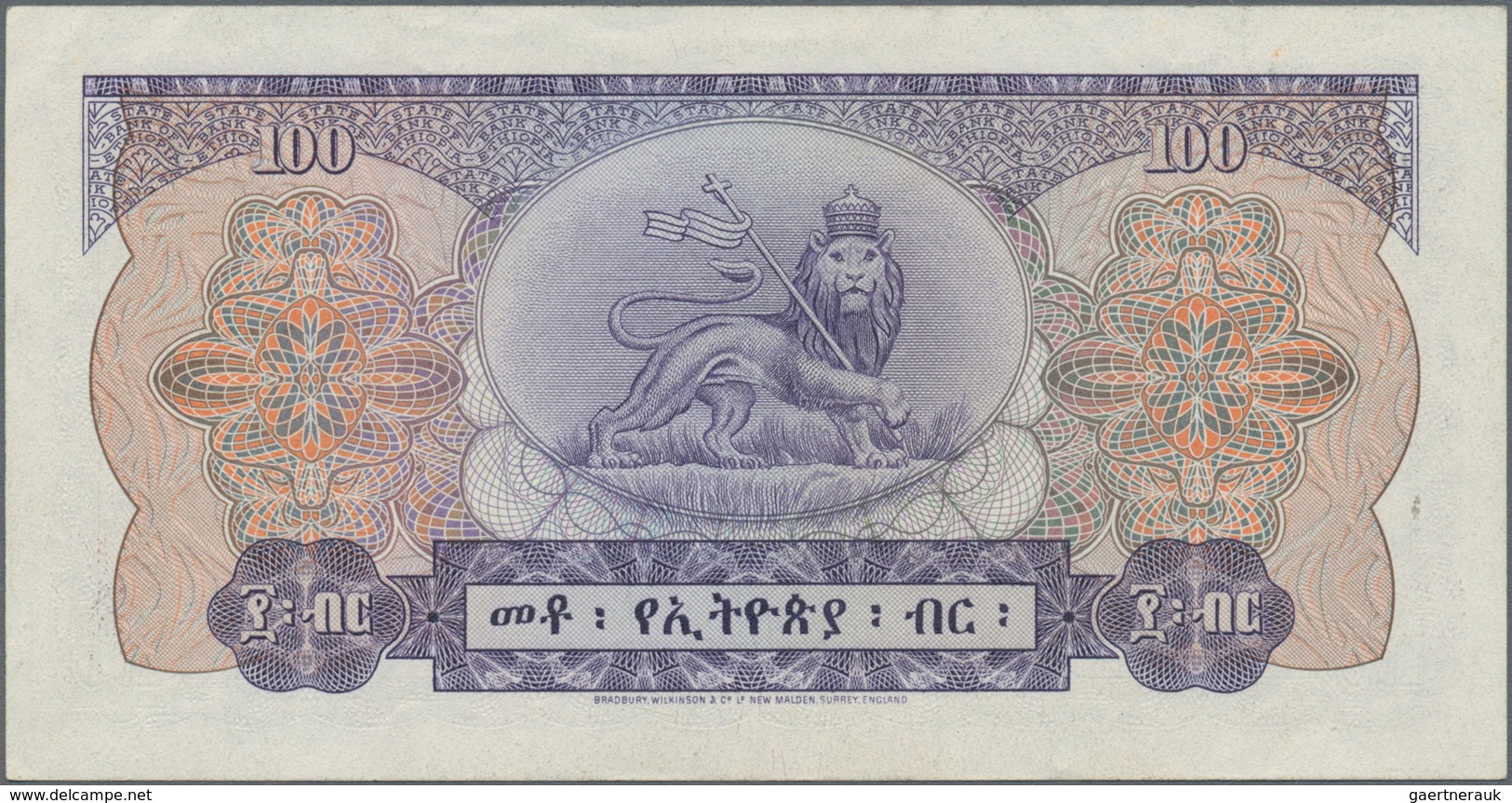 Ethiopia / Äthiopien: State Bank Of Ethiopia 100 Dollars ND(1961) Signature Title: Acting Governor, - Aethiopien