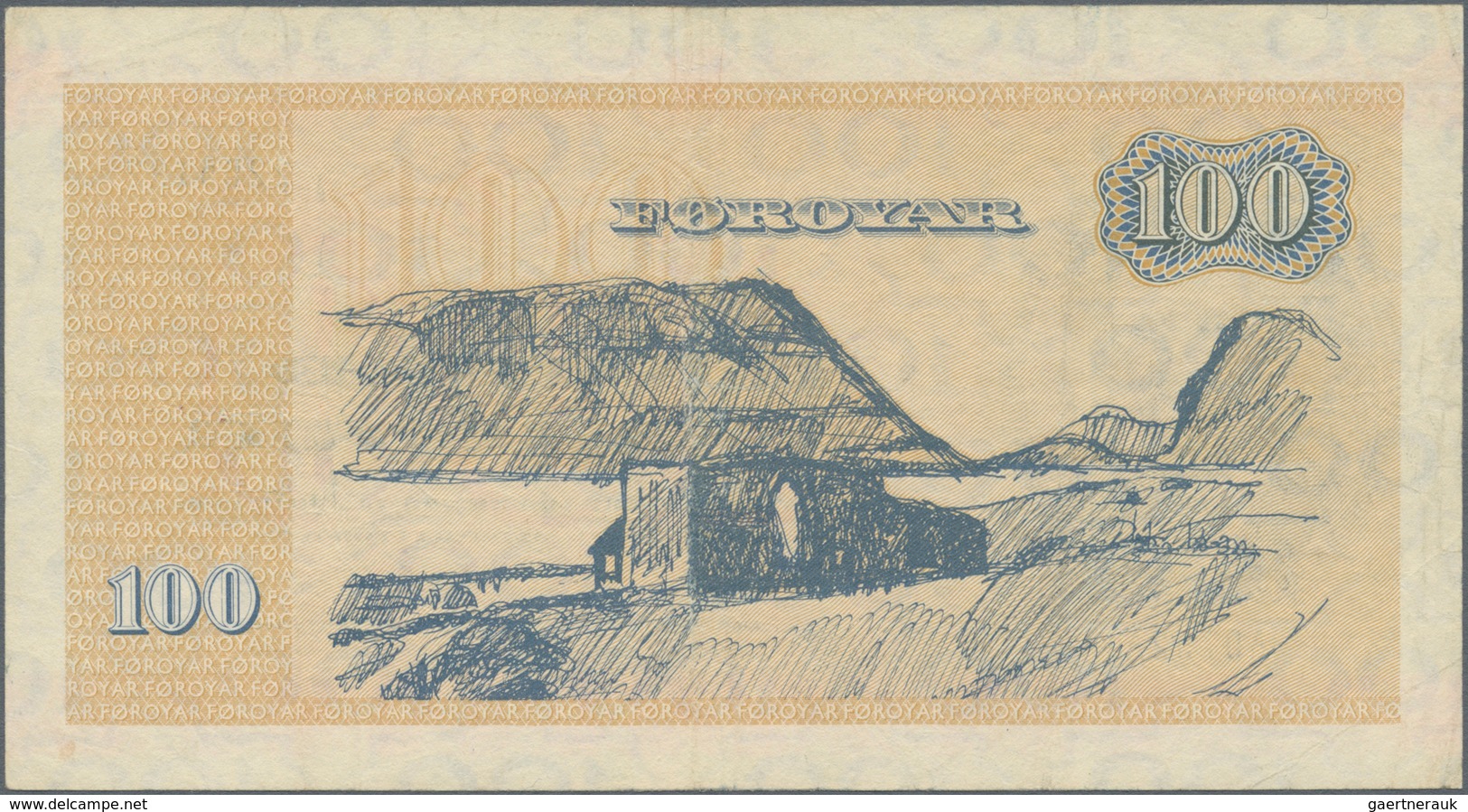 Faeroe Islands / Färöer: 100 Kronur (19)75, P.18, Still Nice With Bright Colors, Just Some Folds And - Islas Faeroes