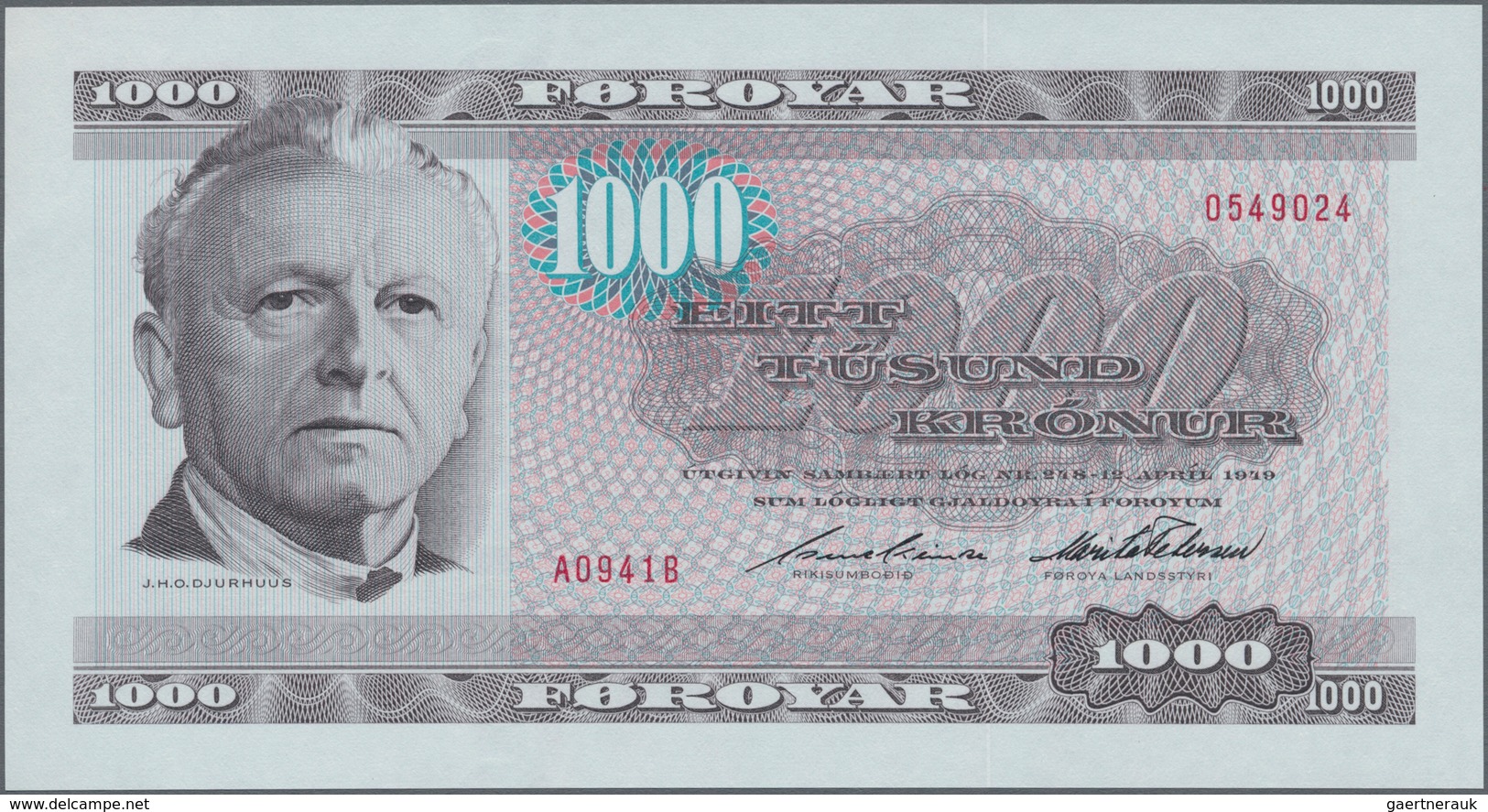 Faeroe Islands / Färöer: 1000 Kronur (19)94, P.23e In Perfect UNC Condition. - Faeroër