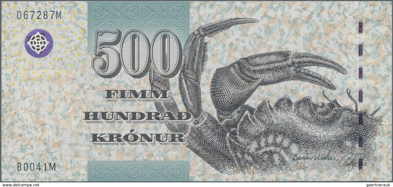 Faeroe Islands / Färöer: Pair With 200 Kronur (20)03 P.26 (UNC) And 500 Kronur (20)04 P.27 (UNC). (2 - Islas Faeroes