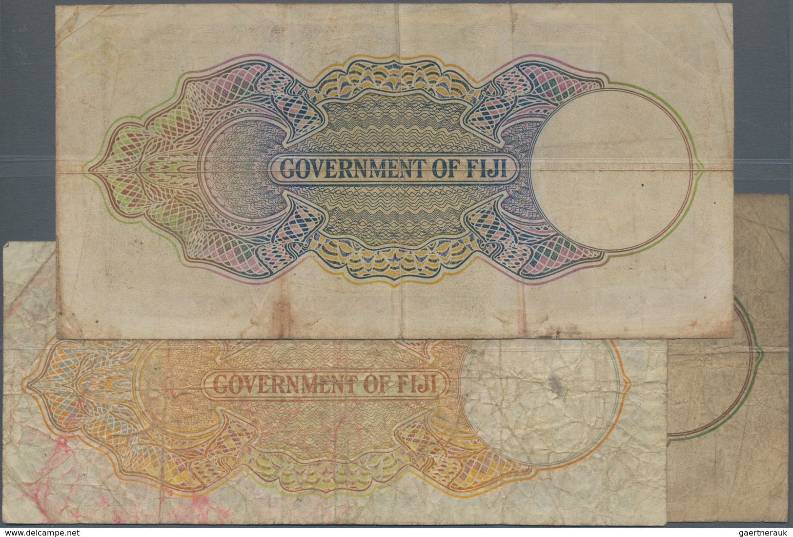 Fiji: Government Of Fiji 5 Shillings 1951 P.37 (F-), 10 Shillings 1940 P.38c (F-) And 10 Shillings 1 - Fidschi