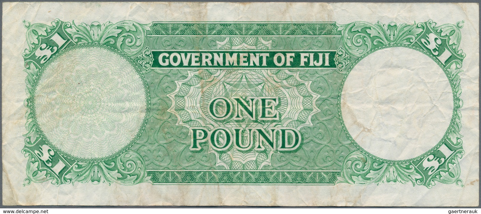 Fiji: Government Of Fiji 1 Pound 1965, P.53a, Small Graffiti At Left On Front And A Number Of Folds - Fiji