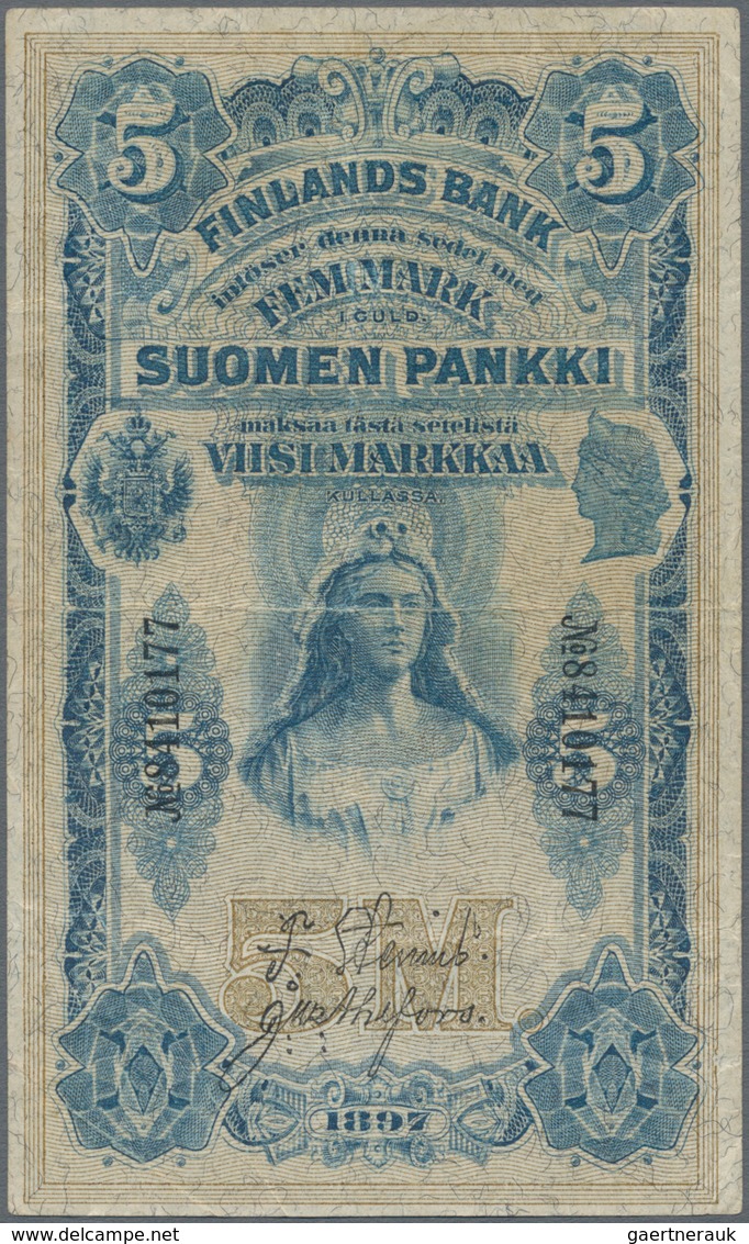 Finland / Finnland: 5 Markkaa 1897, P.2, Very Nice Note Without Larger Damages, Just A Few Folds And - Finnland