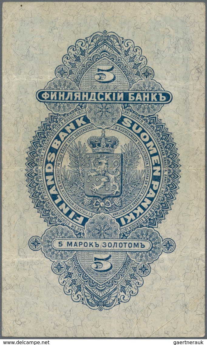 Finland / Finnland: 5 Markkaa 1897, P.2, Very Nice Note Without Larger Damages, Just A Few Folds And - Finlandia