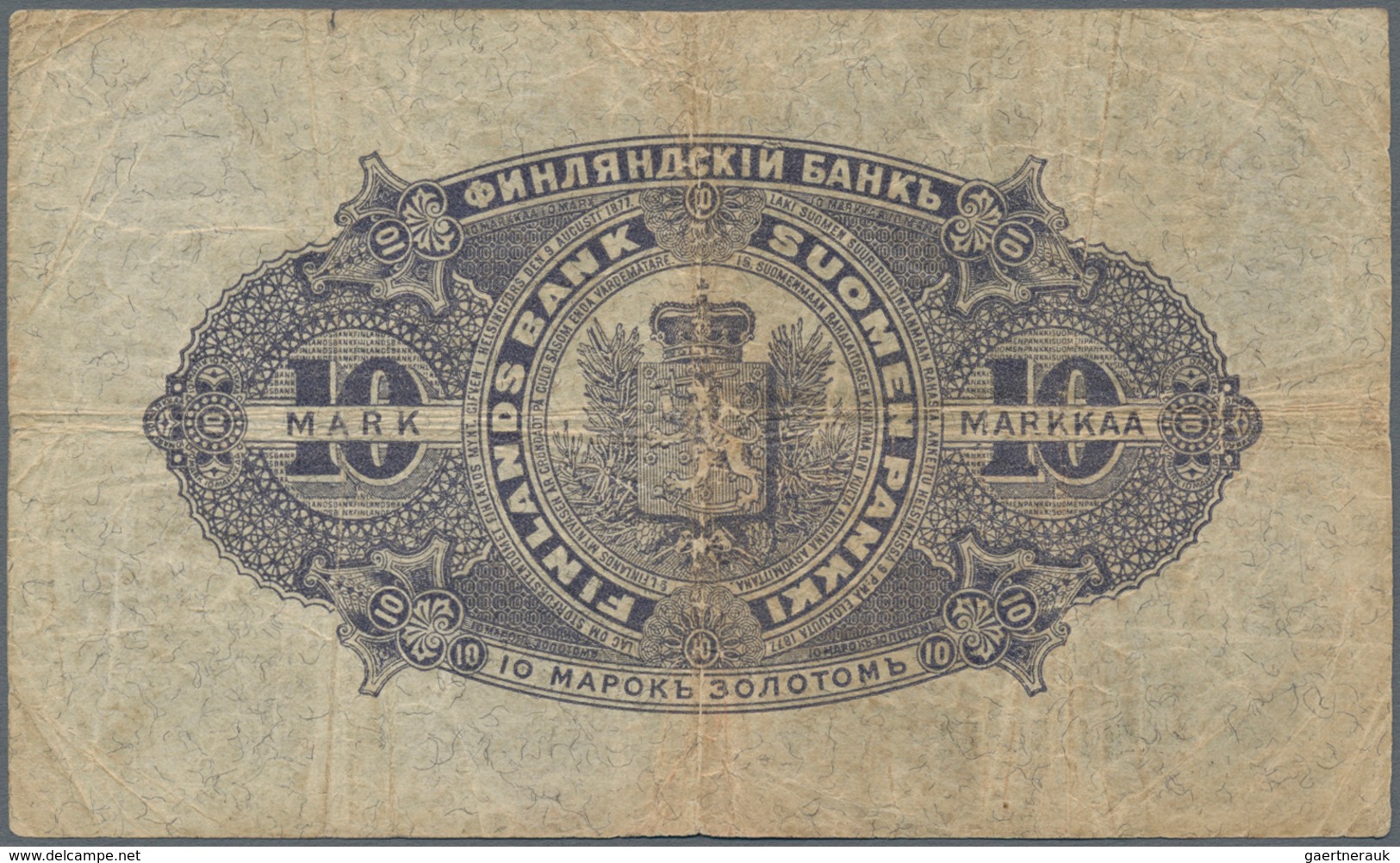 Finland / Finnland: 10 Markkaa 1898, P.3, Small Border Tears And Tiny Hole At Center. Condition: F- - Finlandia