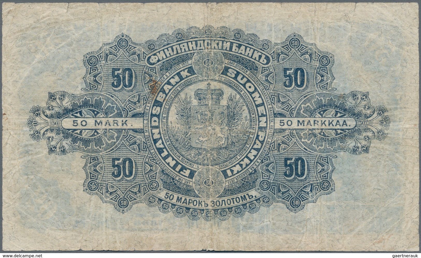 Finland / Finnland: 50 Markkaa 1898 With Signatures Wegelius And Landtman, P.6c, Still Nice Note Wit - Finland