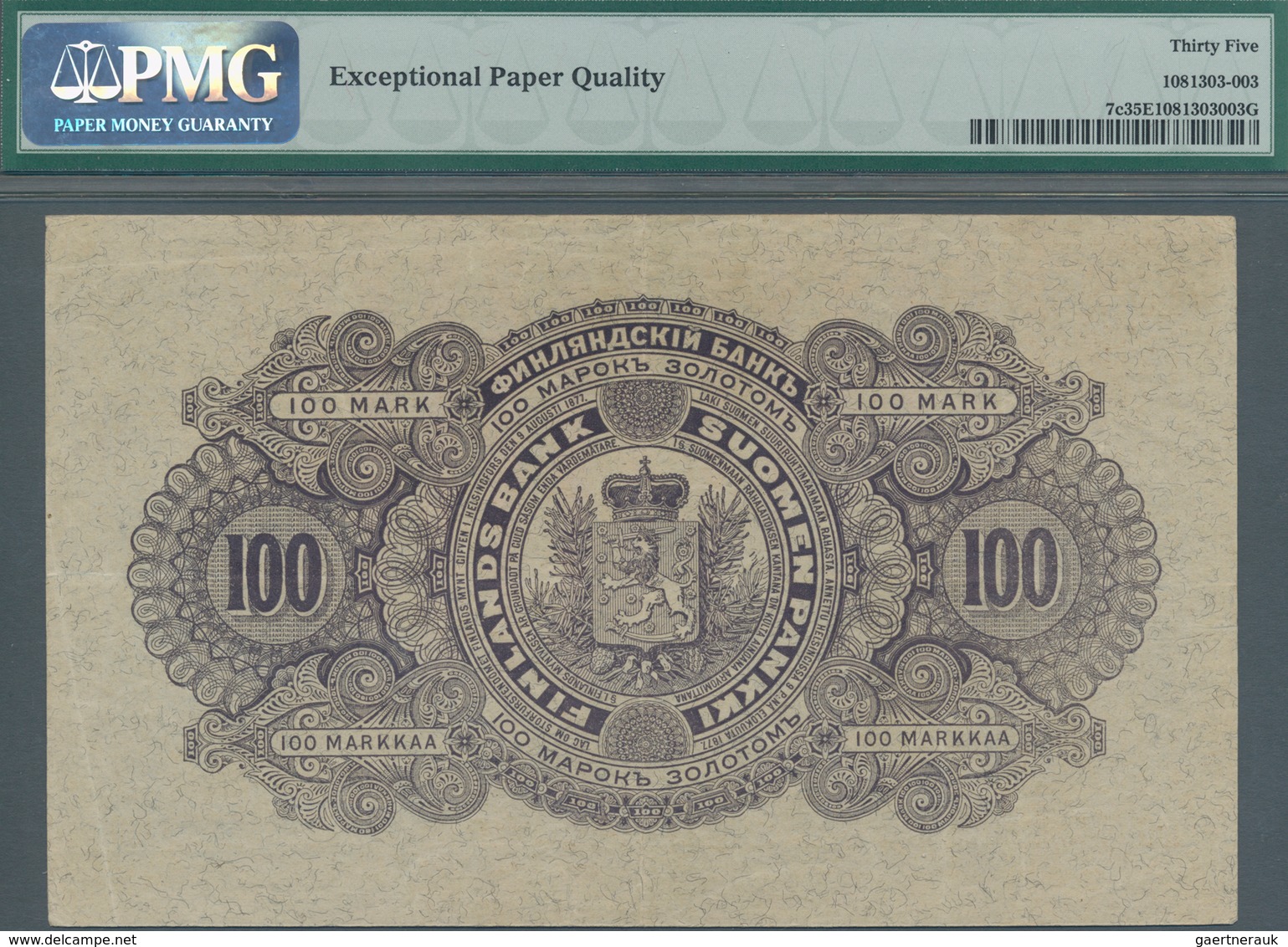 Finland / Finnland: 100 Markkaa 1898, P.7c, Very Nice With A Few Minor Spots And Vertical Fold At Ce - Finnland