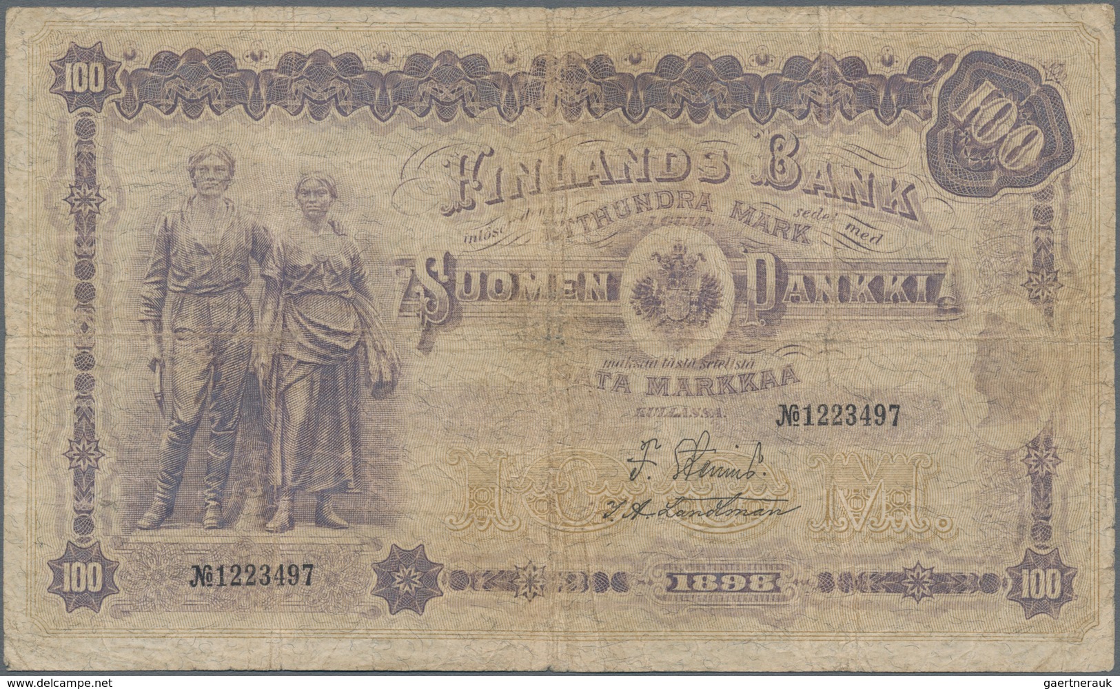 Finland / Finnland: 100 Markkaa 1898, P.7c, Still Nice And Rare Banknote, Tiny Border Tears, Lightly - Finland