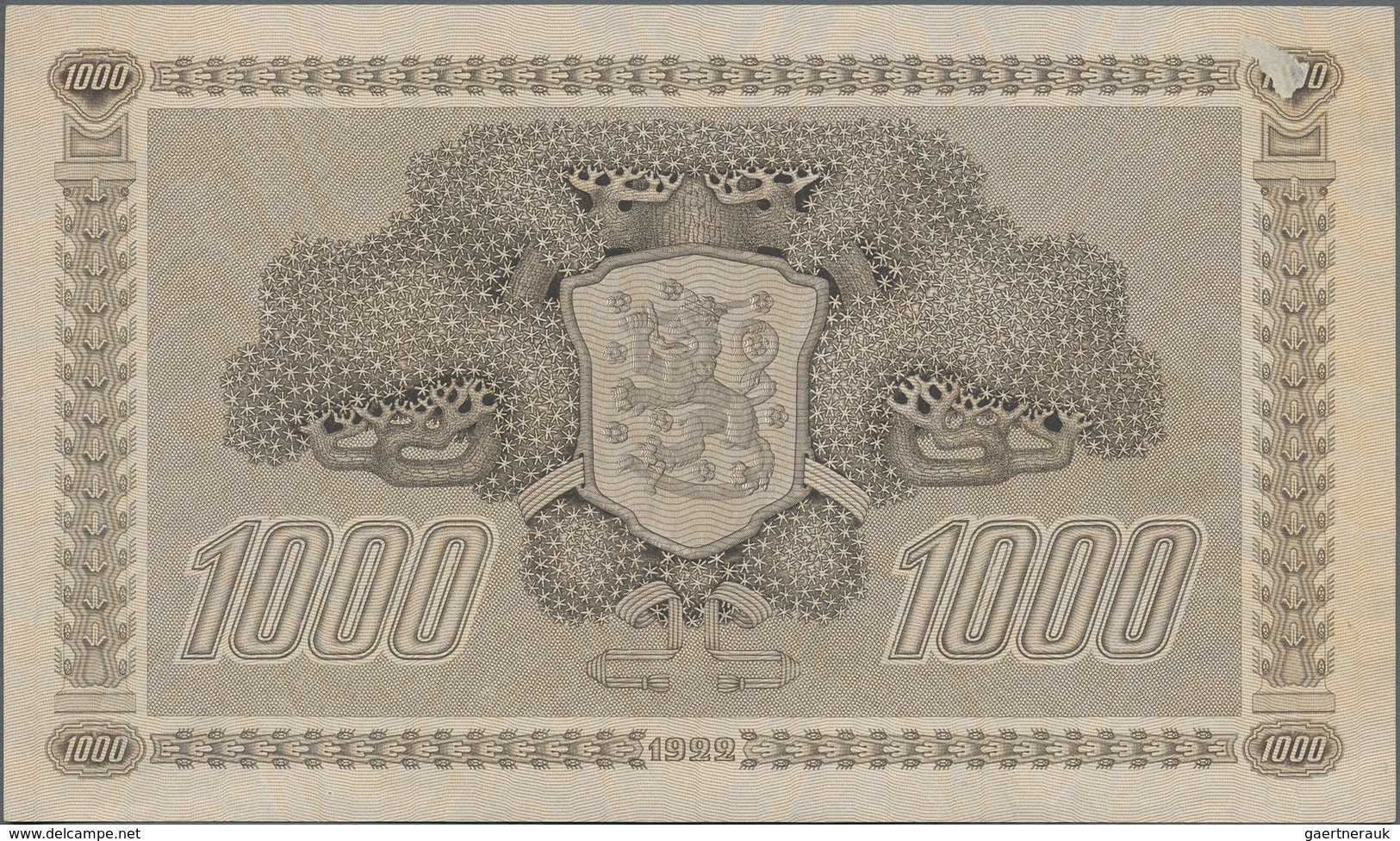 Finland / Finnland: 1000 Markkaa 1922 Litt.C SPECIMEN, P.67s, Highly Rare And Extremely Nice Banknot - Finland