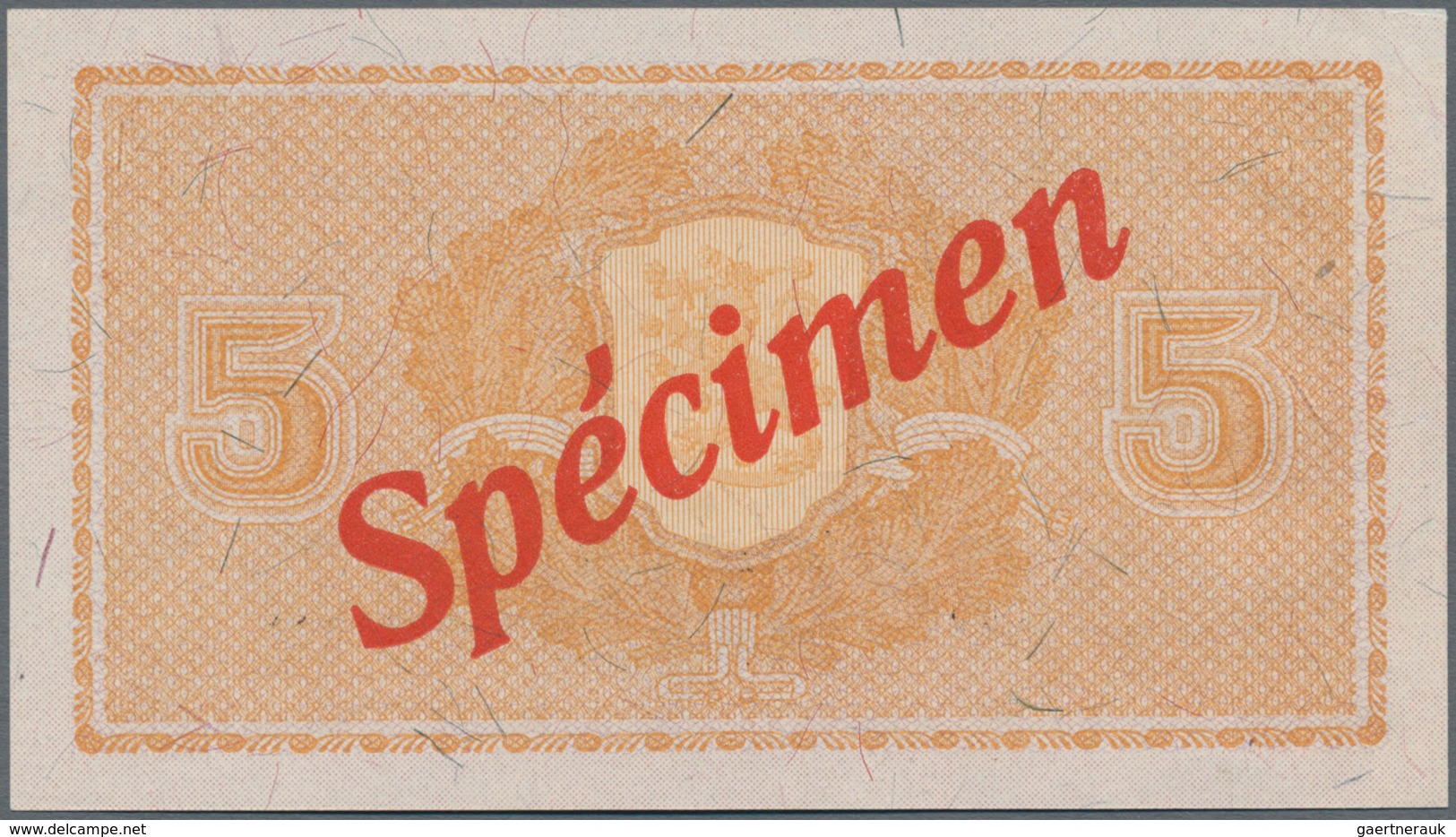 Finland / Finnland: 5 Markkaa 1945, Litt. B, SPECIMEN, P.84s, Almost Perfect With A Soft Vertical Be - Finnland