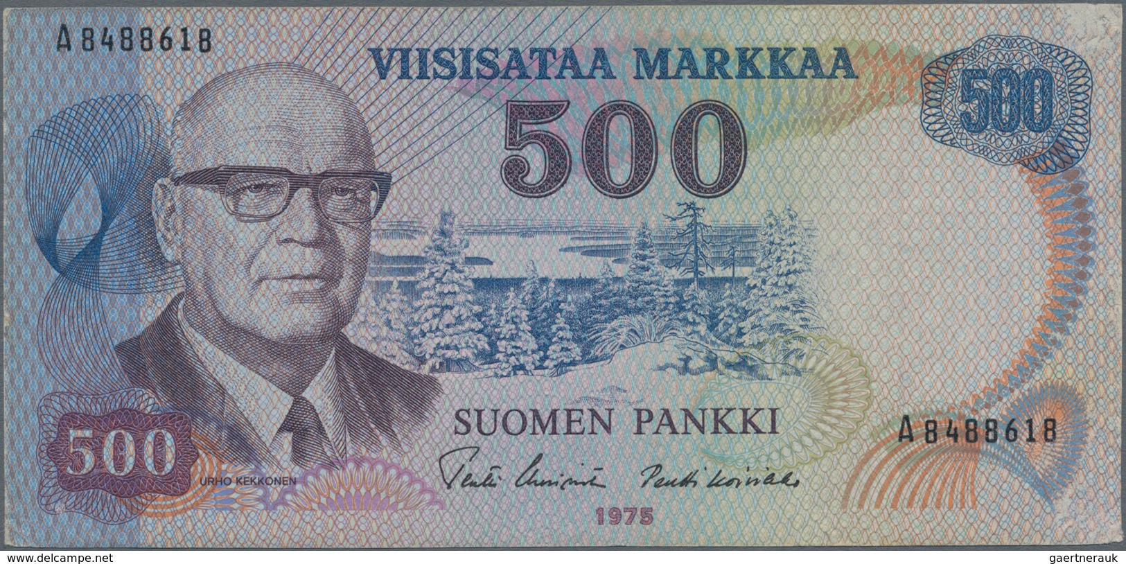 Finland / Finnland: Pair With 100 Markkaa 1945 Litt.B, P.88 (VF) And 500 Markkaa 1975 P.110 (VF). (2 - Finlandia
