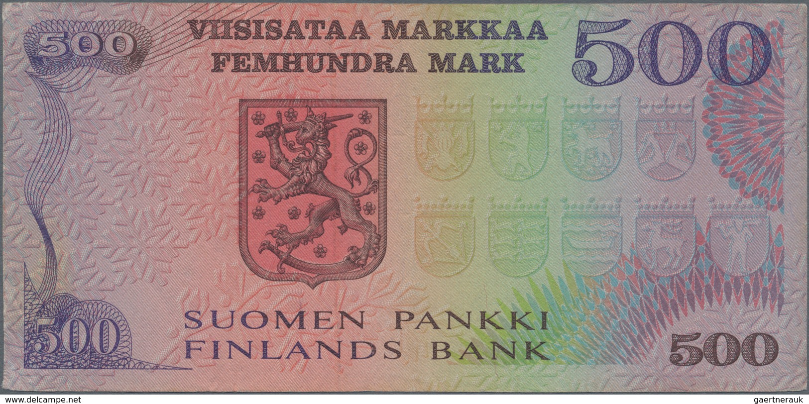 Finland / Finnland: Pair With 100 Markkaa 1945 Litt.B, P.88 (VF) And 500 Markkaa 1975 P.110 (VF). (2 - Finlandia