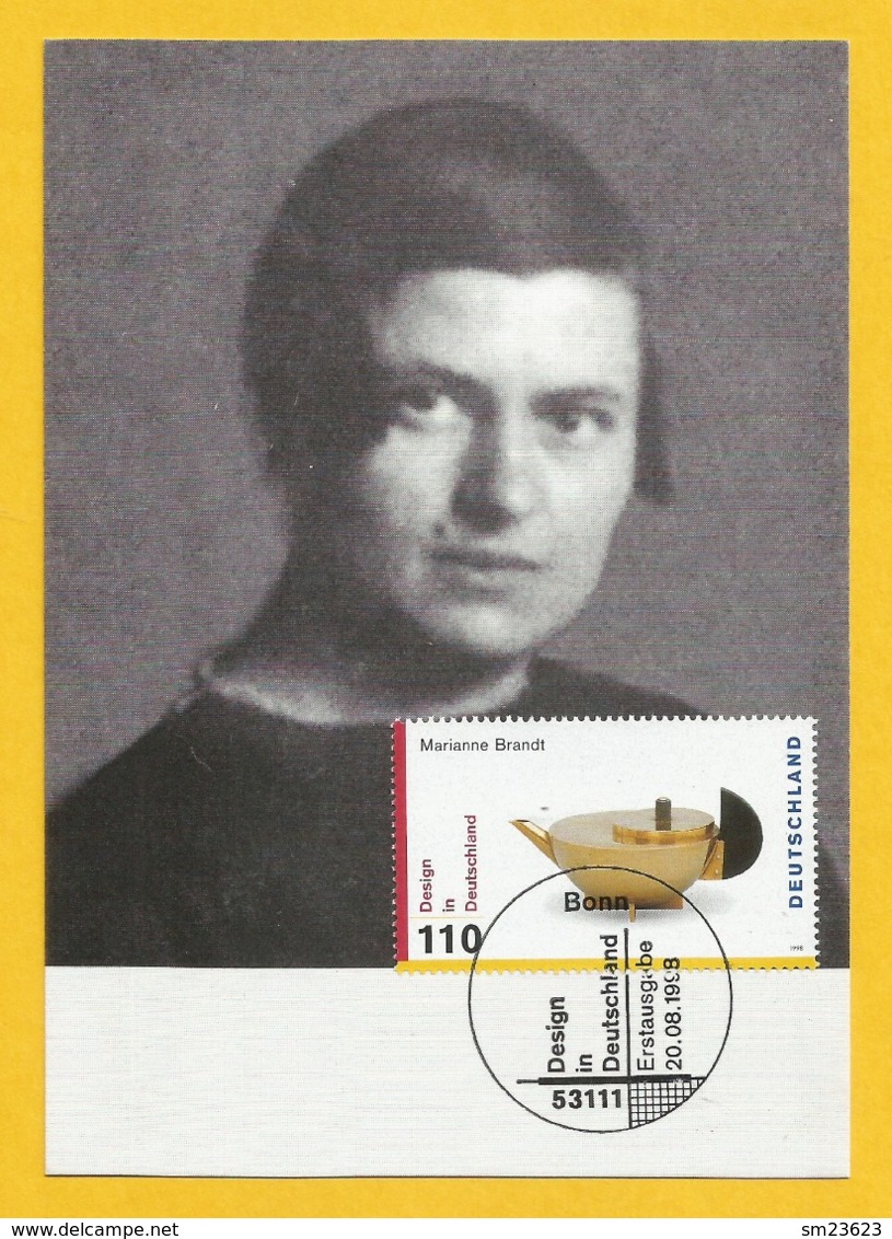 BRD 1998  Mi.Nr. 2002 , Marianne Brandt - Design In Deutschland - Hagenbach Maximum Card - Stempel Bonn 20.08.1998 - Other & Unclassified