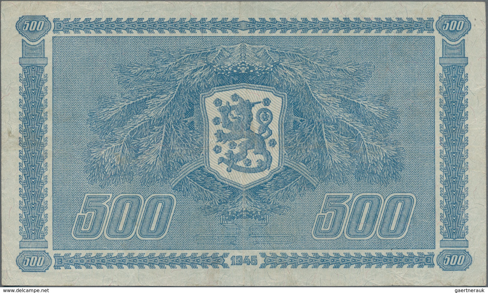 Finland / Finnland: 500 Markkaa 1945, Litt. B, P.89, Great Original Shape With A Few Folds And Minor - Finnland