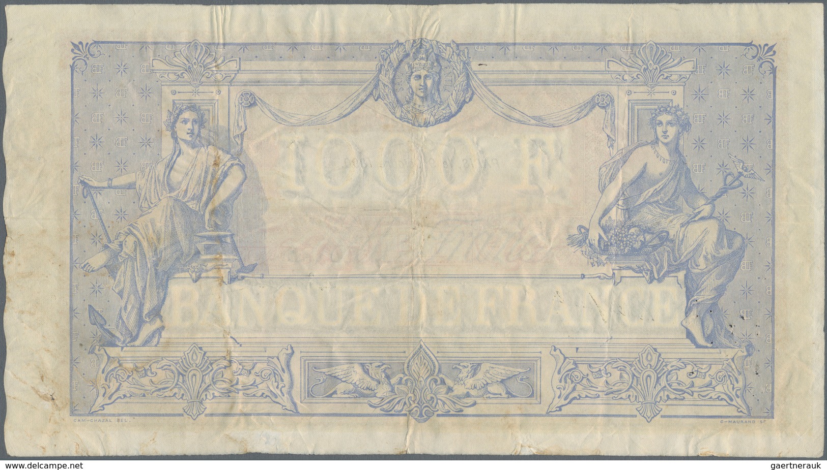 France / Frankreich: Banque De France 1000 Francs October 9th 1890 With Signatures: Delmotte, D'Anfr - Otros & Sin Clasificación