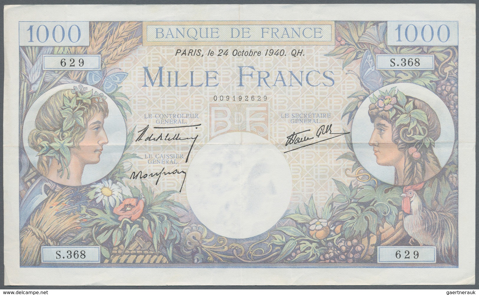 France / Frankreich: Set Of 3 CONSECUTIVE Notes 1000 Francs "Commerce & Industrie" 1940-44 P. 96, Fr - Sonstige & Ohne Zuordnung