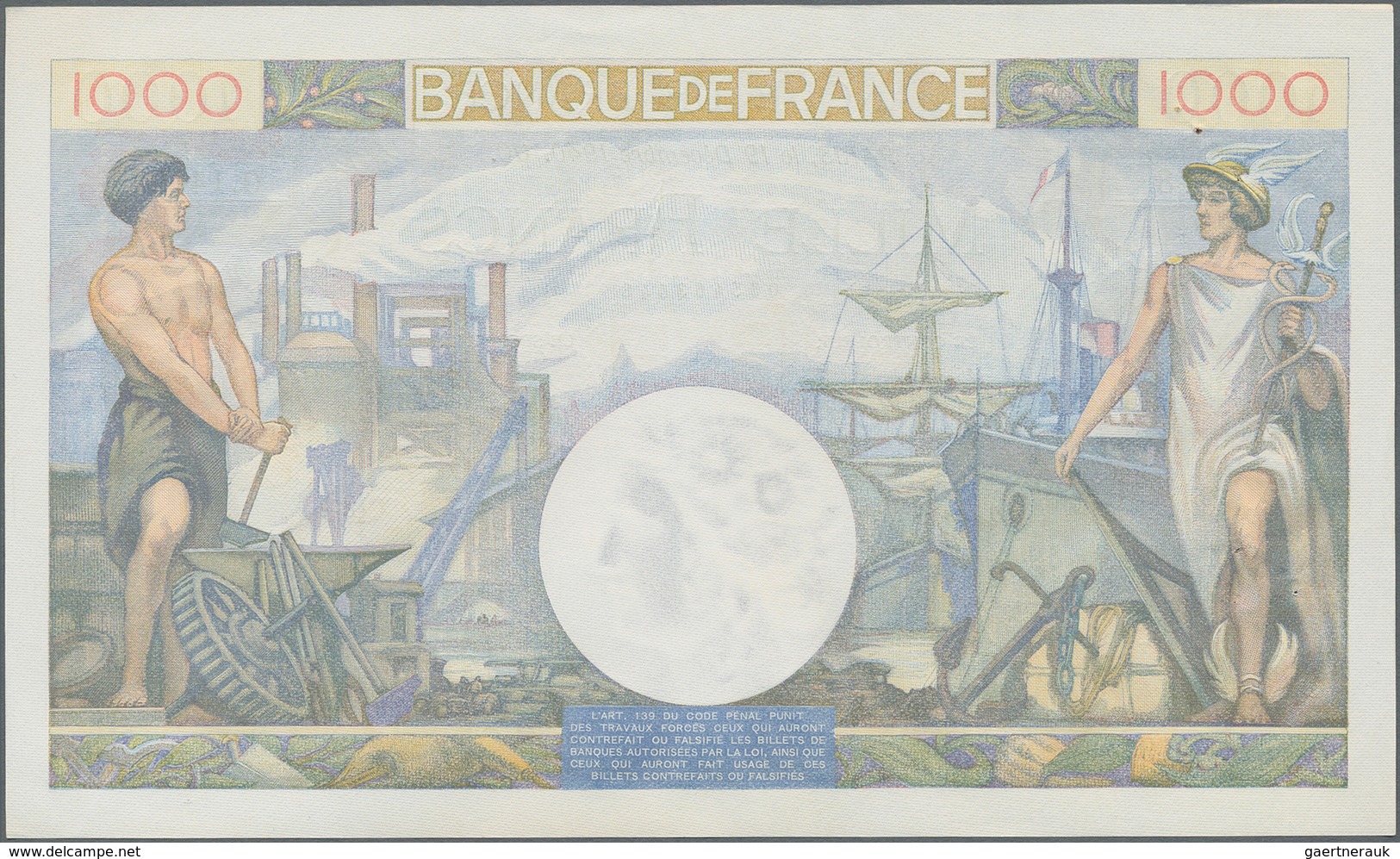 France / Frankreich: 1000 Francs 1940, P.96a, Almost Perfect Condition With A Few Pinholes At Left A - Andere & Zonder Classificatie